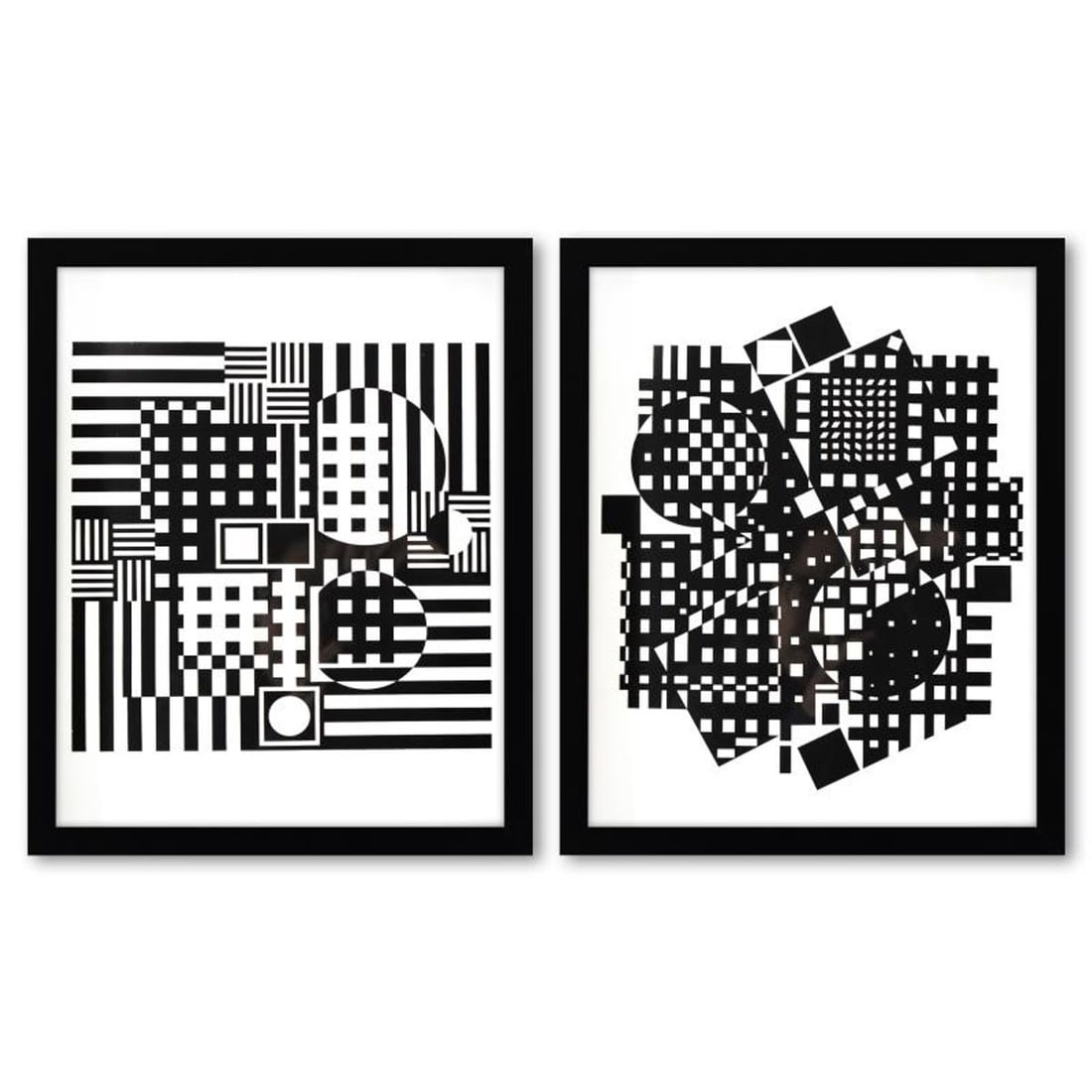 Victor Vasarely (1908-1997), "Torke-UY et Jerusa de la serie Croises (Diptych)" Framed 1973 (1 of 3)