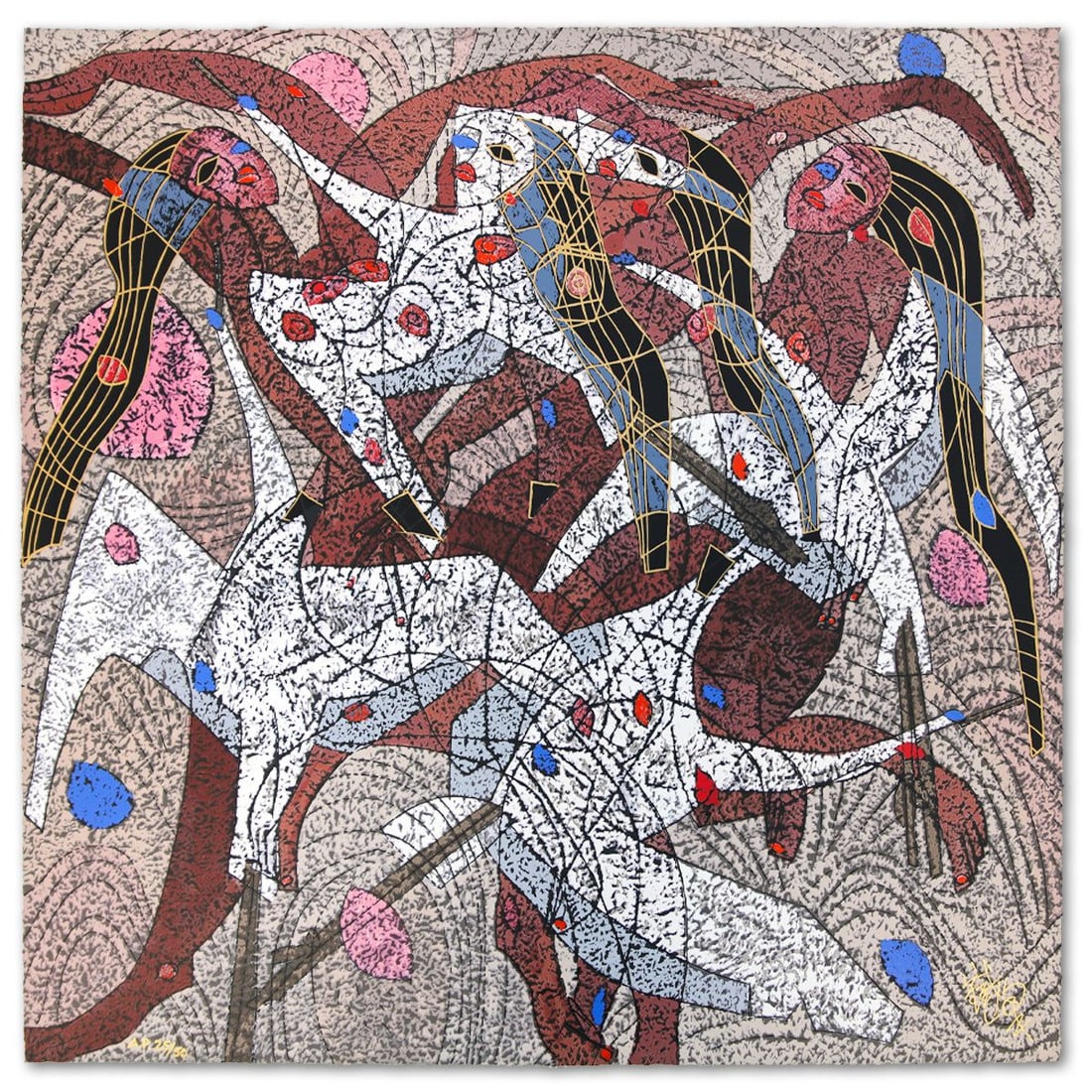 Jian Tie Feng- Serigraph "Flight": Artist: Jian Tie Feng. Medium: Serigraph. Title: Flight. Size: 30" x 30". Signature: Hand Signed and Numbered. Reference#: 80555.