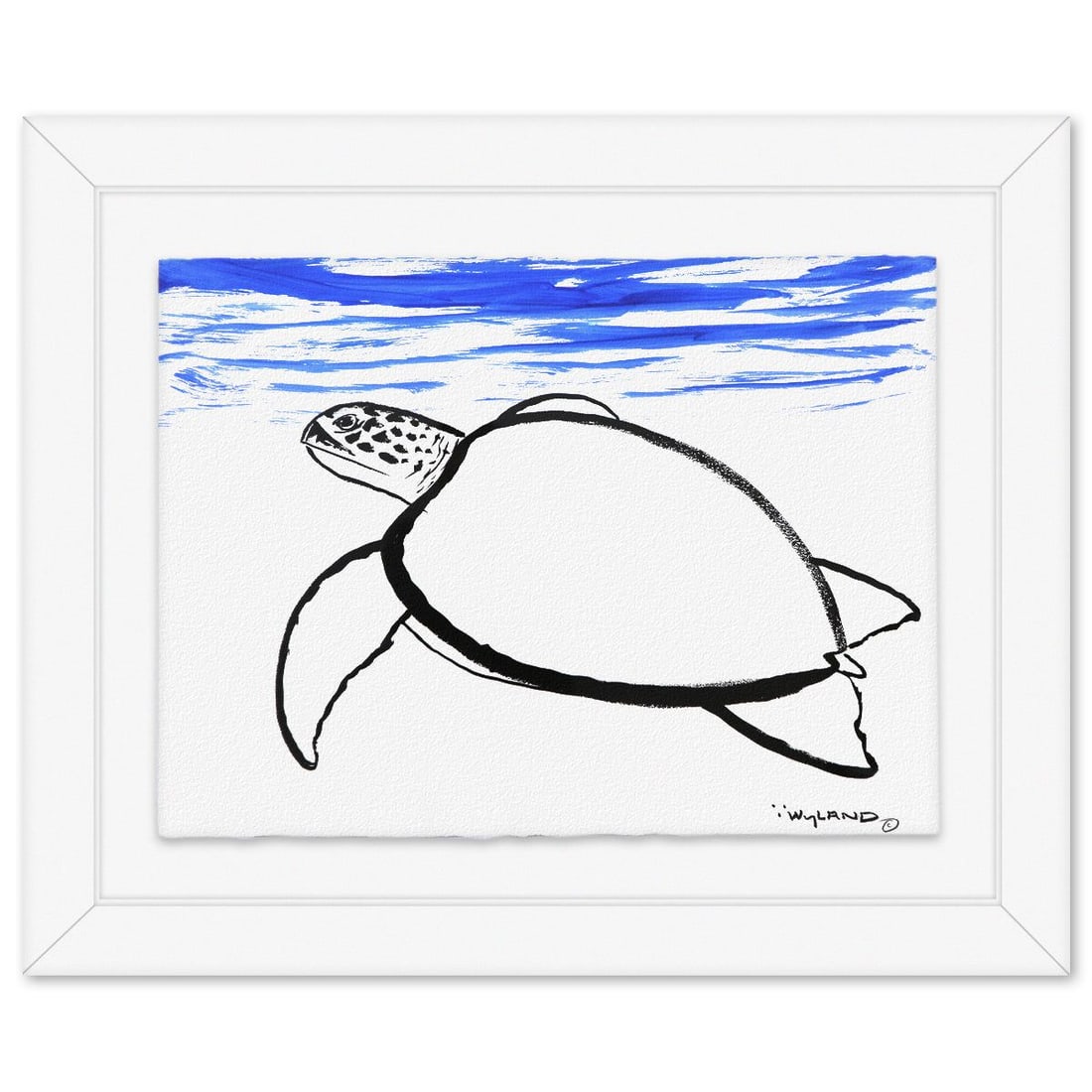 Wyland- Original Sumi Ink Painting "Turtle": Artist: Wyland. Medium: Original Sumi Ink Painting. Title: Turtle. Size: 22" x 30". Measures approx. 33" x 40" (framed). Signature: Hand signed by the artist. Certificate of Authenticity: Is included.