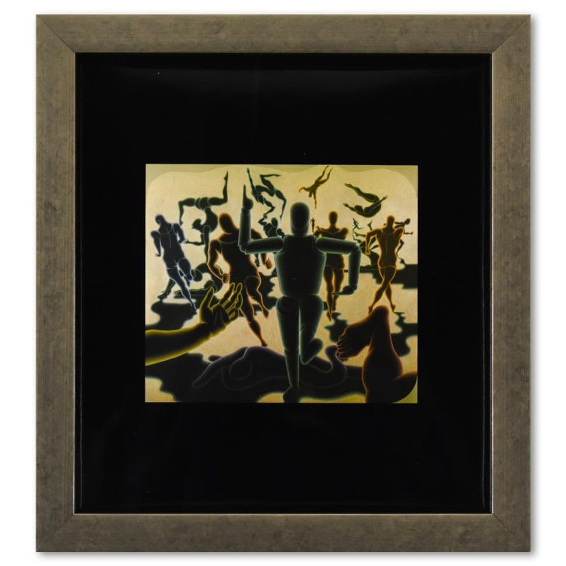 Victor Vasarely (1908-1997), "Etude Homme En Mouvement de la serie Graphismes 1" Framed 1977: Etude Homme En Mouvement de la serie Graphismes 1 is a heliogravure print on paper, published in 1977, by Victor Vasarely (1908-1997). This piece comes custom framed, with a letter of authenticity and