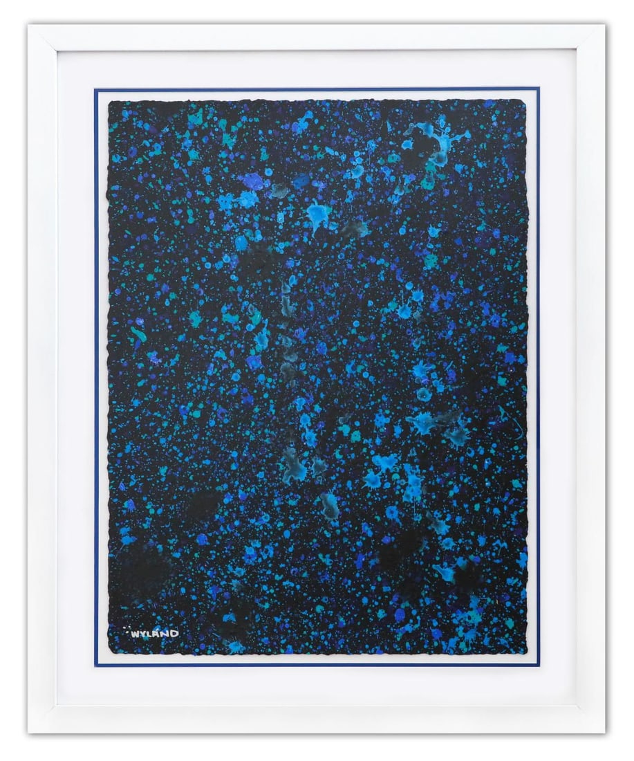Wyland- Original Watercolor Painting on Deckle Edge Paper "Abstract Drip": Artist: Wyland. Medium: Original Watercolor Painting on Deckle Edge Paper. Title: Abstract Drip. Size: 30" x 22". Measures approx. 39" x 31" (framed). Signature: Hand Signed by the artist. Certificate