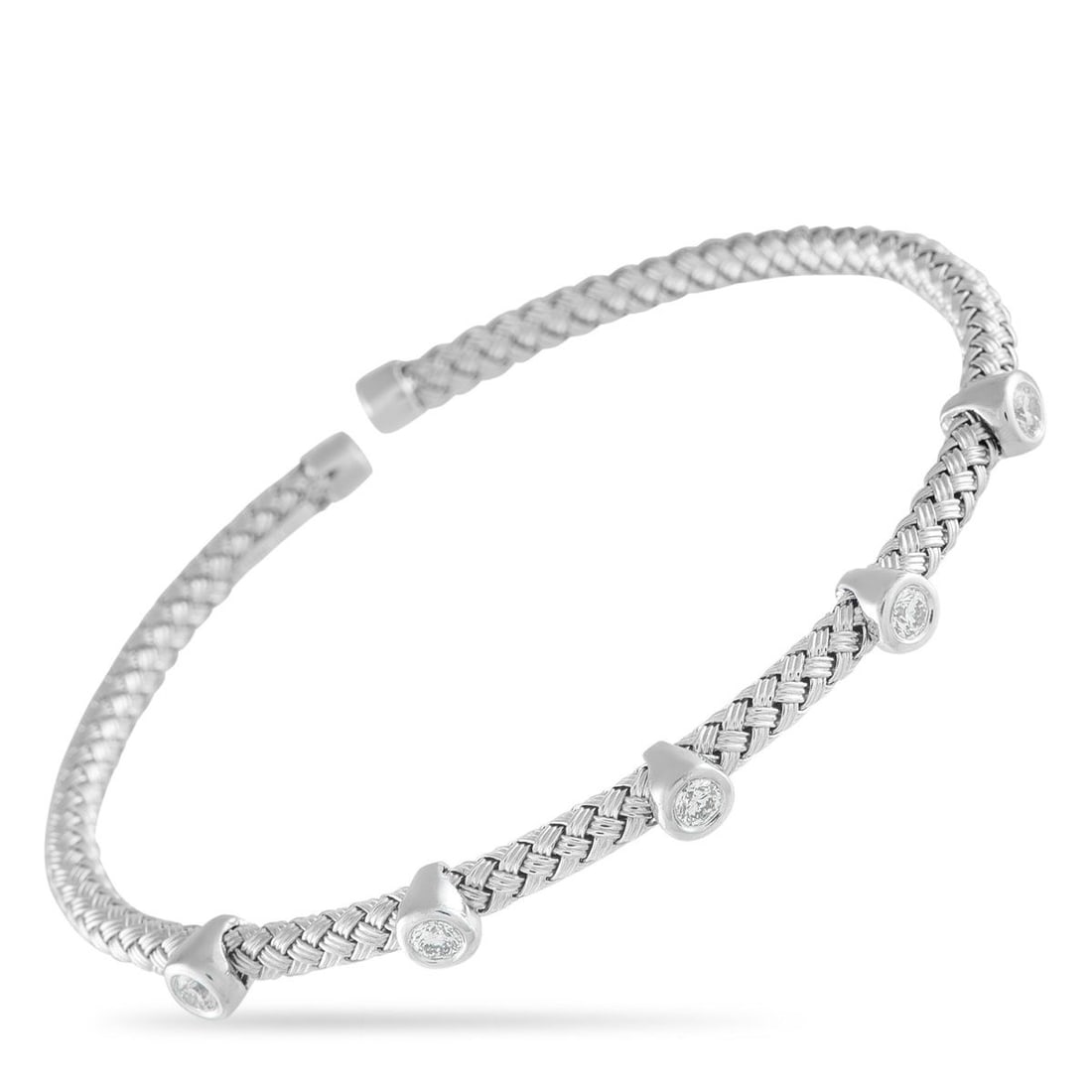 14K WHITE GOLD 0.54CT DIAMOND WOVEN BANGLE BRACELET (1 of 3)