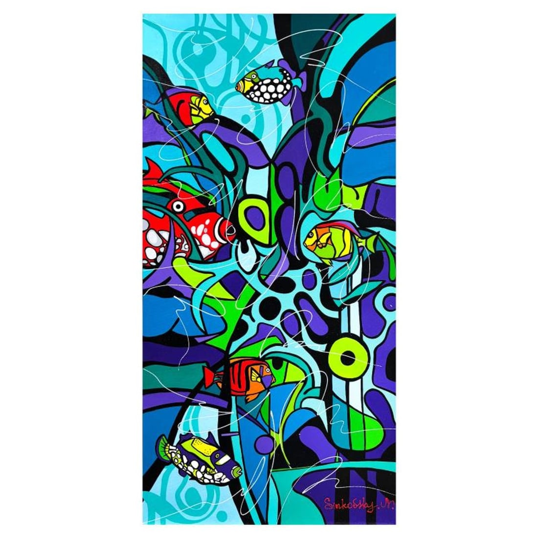 Natalia Sinkovsky, Original Acrylic Painting on Canvas, Hand Signed with Letter of Authenticity.: This is an original acrylic painting on canvas by Natalia Sinkovsky, hand signed by the artist. Includes Letter of Authenticity. Measures approx. 40" x 20" (image).