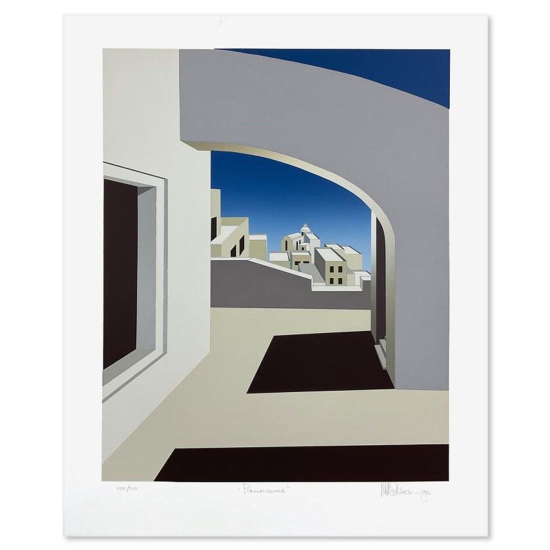 William Schlesinger (1915-2011), "Panorama" Limited Edition Serigraph, Numbered 155/210 and Hand: Panorama is a limited edition serigraph on paper by William Schlesinger (1915-2011), numbered 155/210 and hand signed by the artist. Includes Letter of Authenticity. Measures approx. 26" x 32" (border