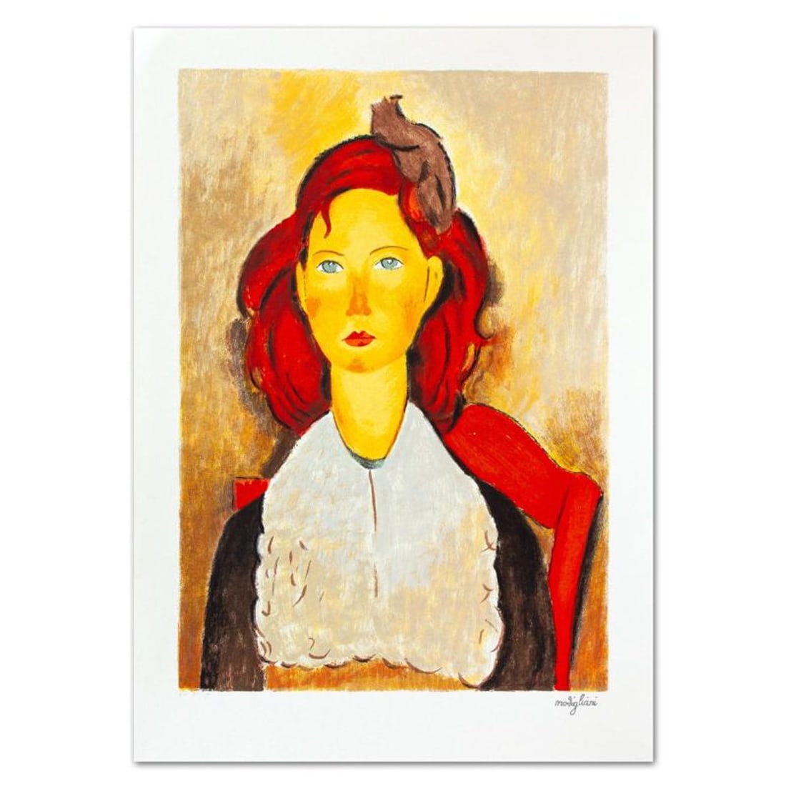 Amedeo Modigliani (1884-1920), "Busto Di Regazza Seduta" Limited Edition Serigraph with Letter of (1 of 1)