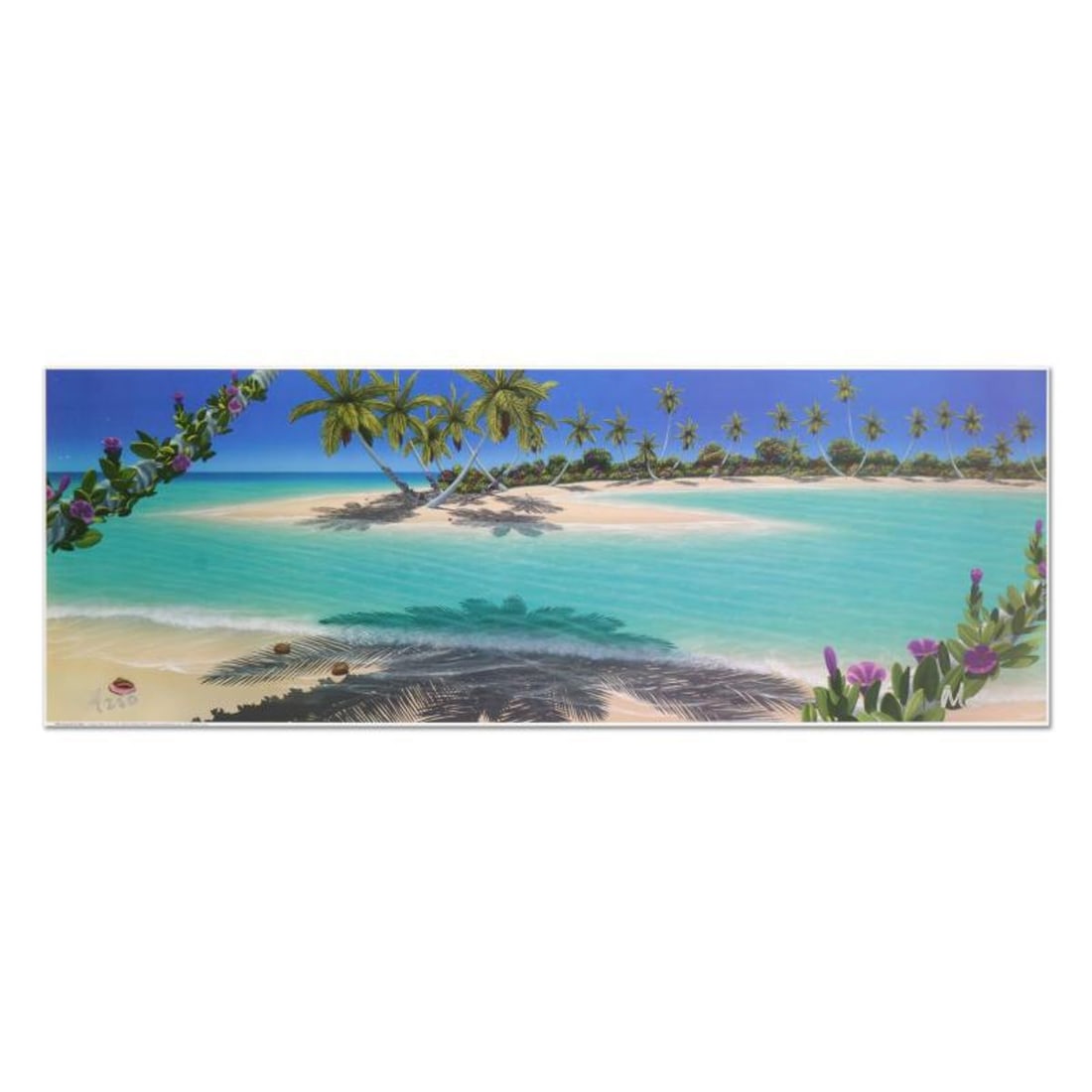 Dan Mackin, "Morning Glory Bay" Limited Edition Lithograph, Numbered and Hand Signed with Letter of: Morning Glory Bay is a limited edition lithograph on paper by Dan Mackin, numbered and hand signed by the artist. Includes Letter of Authenticity. Measures approx. 13.5" x 39" (image). Reference#: 916