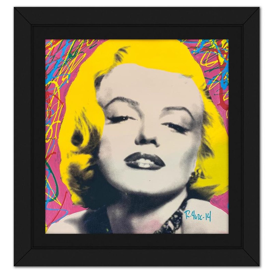 Ringo Daniel Funes, "Marilyn Seduction" Framed One-of-a-Kind Mixed Media on Canvas, Hand Signed with: Marilyn Seduction is a one-of-a-kind hand-pulled mixed media silkscreen on canvas by Ringo (Daniel Funes) - protege of Andy Warhol's apprentice, Steve Kaufman.This piece is hand signed by the artist. 