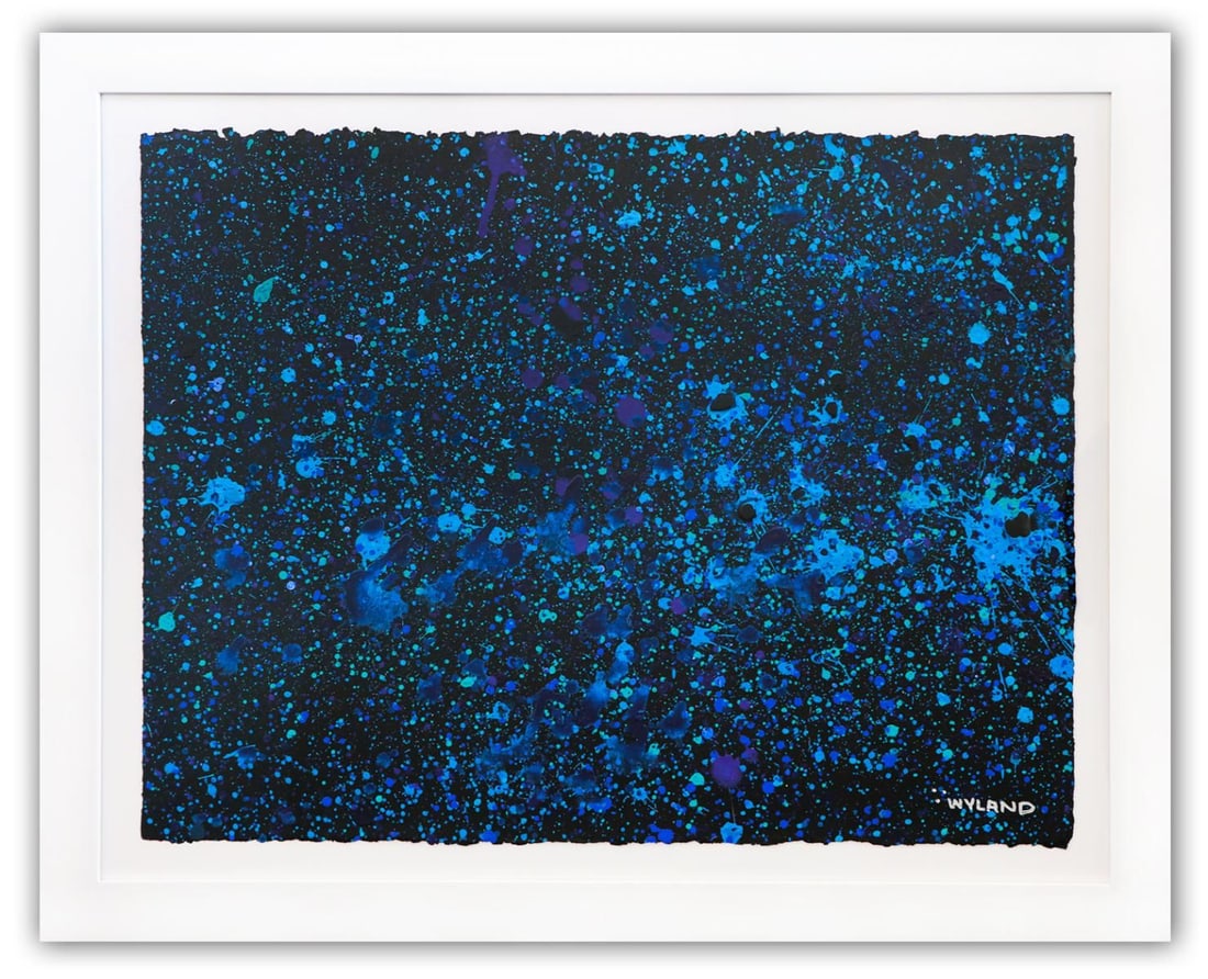 Wyland- Original Watercolor Painting on Deckle Edge Paper "Abstract Drip": Artist: Wyland. Medium: Original Watercolor Painting on Deckle Edge Paper. Title: Abstract Drip. Size: 22" x 30". Measures approx. 29" x 36" (framed). Signature: Hand Signed by the artist. Certificate