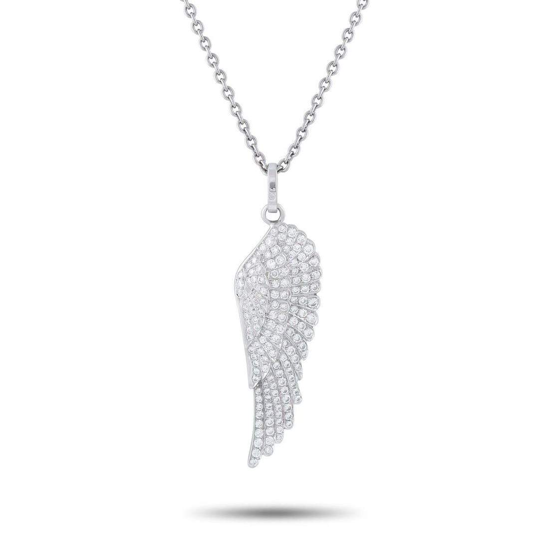 GARRARD WINGS 18K WHITE GOLD 1.35CT DIAMOND PENDANT NECKLACE: This Garrard Wings necklace features rows of gently angled feathers, which add depth and dimension to the breathtaking design. Inspired by angel wings, this pieces pendant comes to life thanks to