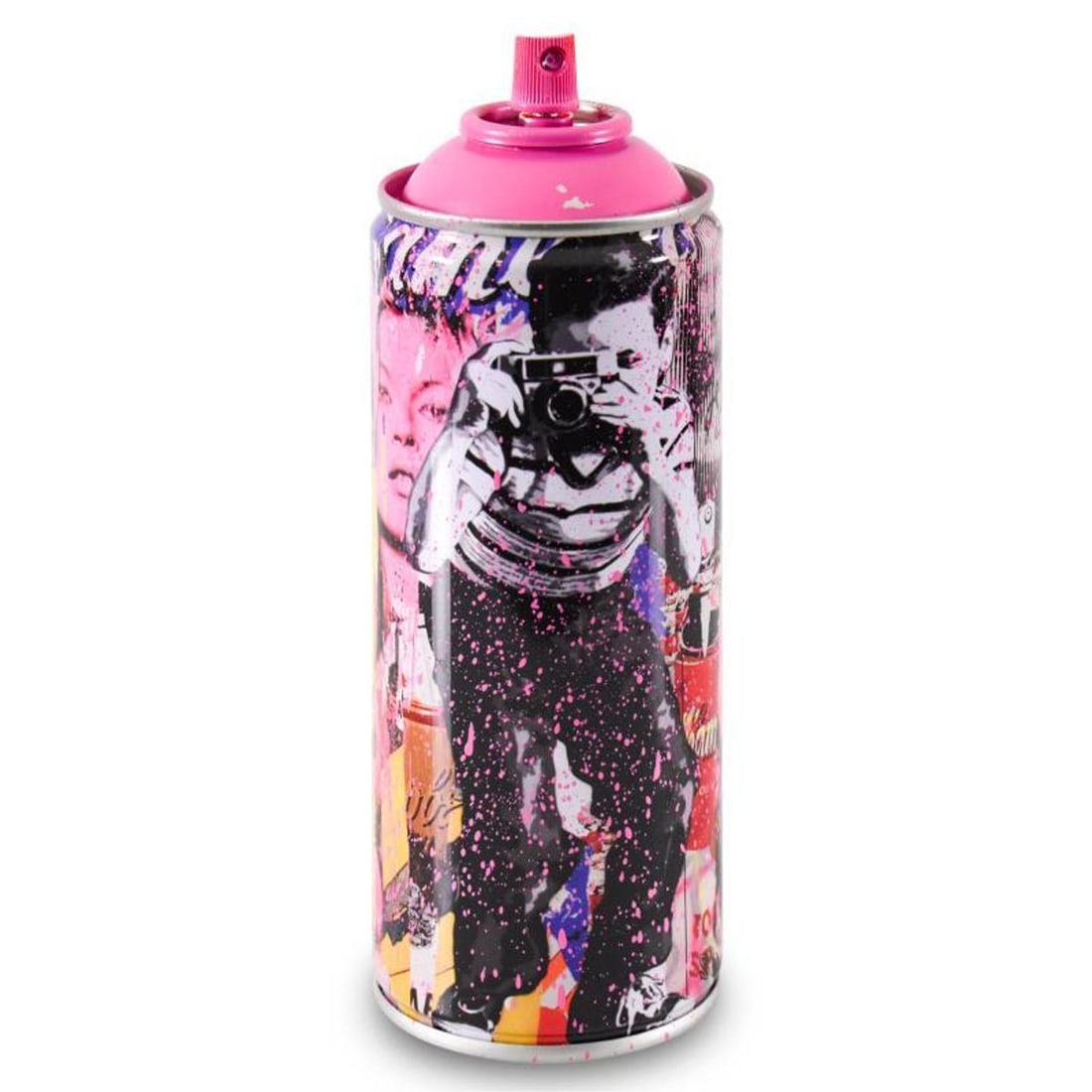Mr. Brainwash, "Smile - Full (Pink)" Limited Edition Hand Painted Spray Can with Plate Signature.: Smile - Full (Pink) is a numbered limited edition hand painted spray can by Mr Brainwash. This piece bears the plate signature of the artist and comes from his 2020 Classic Spray Can Collection. Measu
