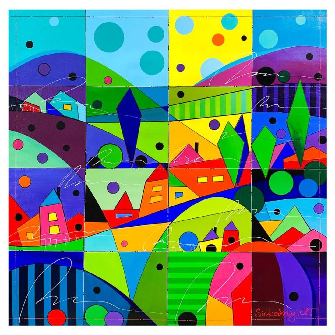 Natalia Sinkovsky, Original Acrylic Painting on Canvas, Hand Signed with Letter of Authenticity: This is an original acrylic painting on canvas by Natalia Sinkovsky, hand signed by the artist. Includes Letter of Authenticity. Measures approx. 32" x 32" (image).