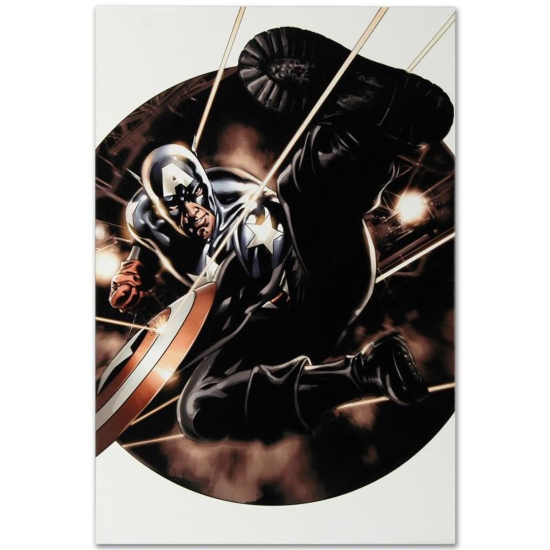 Marvel Comics "Captain America #41" Numbered Limited Edition Giclee on Canvas by Steve Epting with: A piece of comic book history, this limited edition, from original art by Steve Epting, depicts an action packed scenes starring Captain America. Steve Epting began working with Marvel Comics in the e