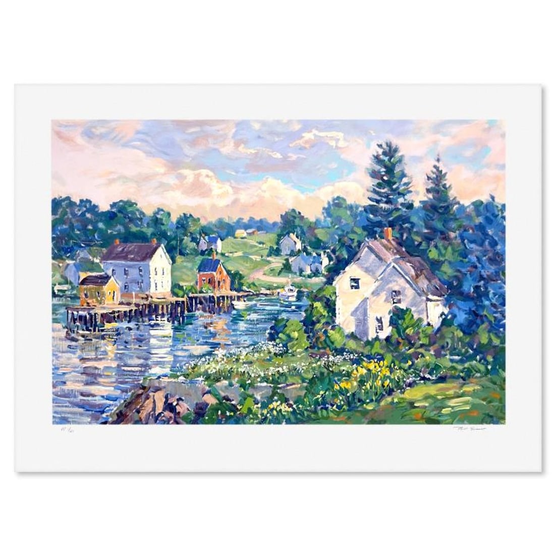 Bill Schmidt, "Evergreen Landing" Limited Edition Printer's Proof Serigraph, Numbered 1/21 and Hand: Evergreen Landing is a limited edition printer's proof serigraph on paper by Bill Schmidt, numbered 1/21 and hand signed by the artist. Includes Letter of Authenticity. Measures approx. 25.5" x 35" (b