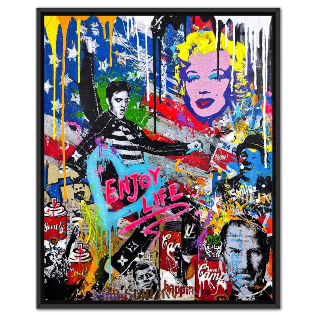 Yuvi, "Enjoy Life" Framed Hand Embellished Limited Edition on Canvas, Numbered 10/45 and Hand Signed: Enjoy Life is a hand embellished limited edition giclee on canvas by Yuvi, numbered 10/45 and hand signed by the artist. This piece comes custom framed. Includes Letter of Authenticity. Measures appro