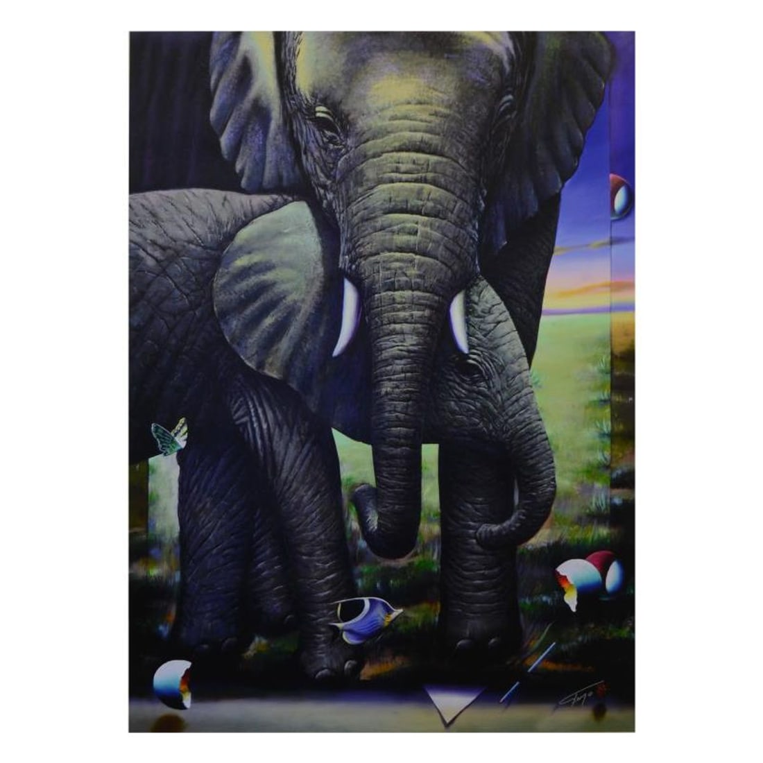 Ferjo, "Love Comes in All Sizes" Limited Edition on Canvas, Numbered and Signed with Letter of: Love Comes in All Sizes is a limited edition giclee on canvas, bearing Ferjo's authorized signature. Includes Letter of Authenticity. Measures approx. 21" x 30" (image). This item requires special han