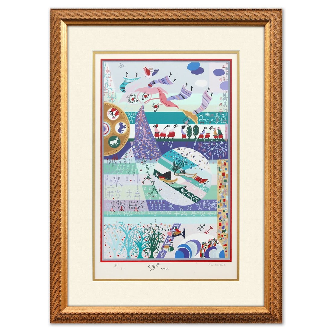 Raphael Abecassis- Serigraph: Artist: Raphael Abecassis. Medium: Serigraph. Size: 21" x 14". Measures approx. 30" x 22" (framed). Signature: Hand Signed and Numbered. Certificate of Authenticity: Is included. Additional: 19/30. Re