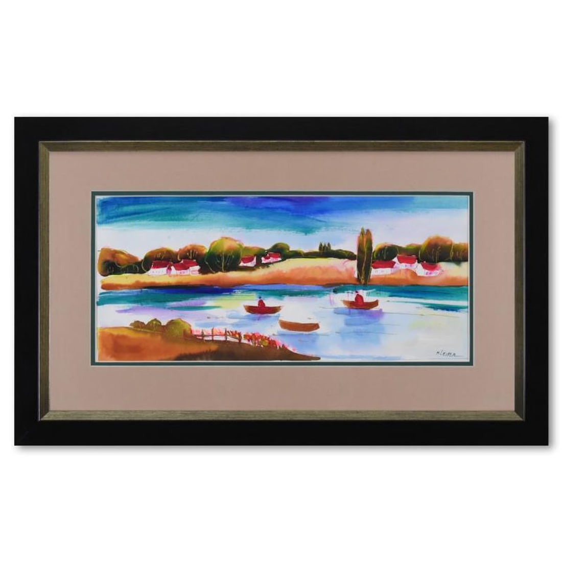 Moshe Leider, Framed Original Mixed Media Watercolor Painting, Hand Signed with Letter of: This is an original mixed media watercolor painting on paper by Moshe Leider, hand signed by the artist. This piece comes custom framed. Includes Letter of Authenticity. Measures approx. 27" x 16.5" (