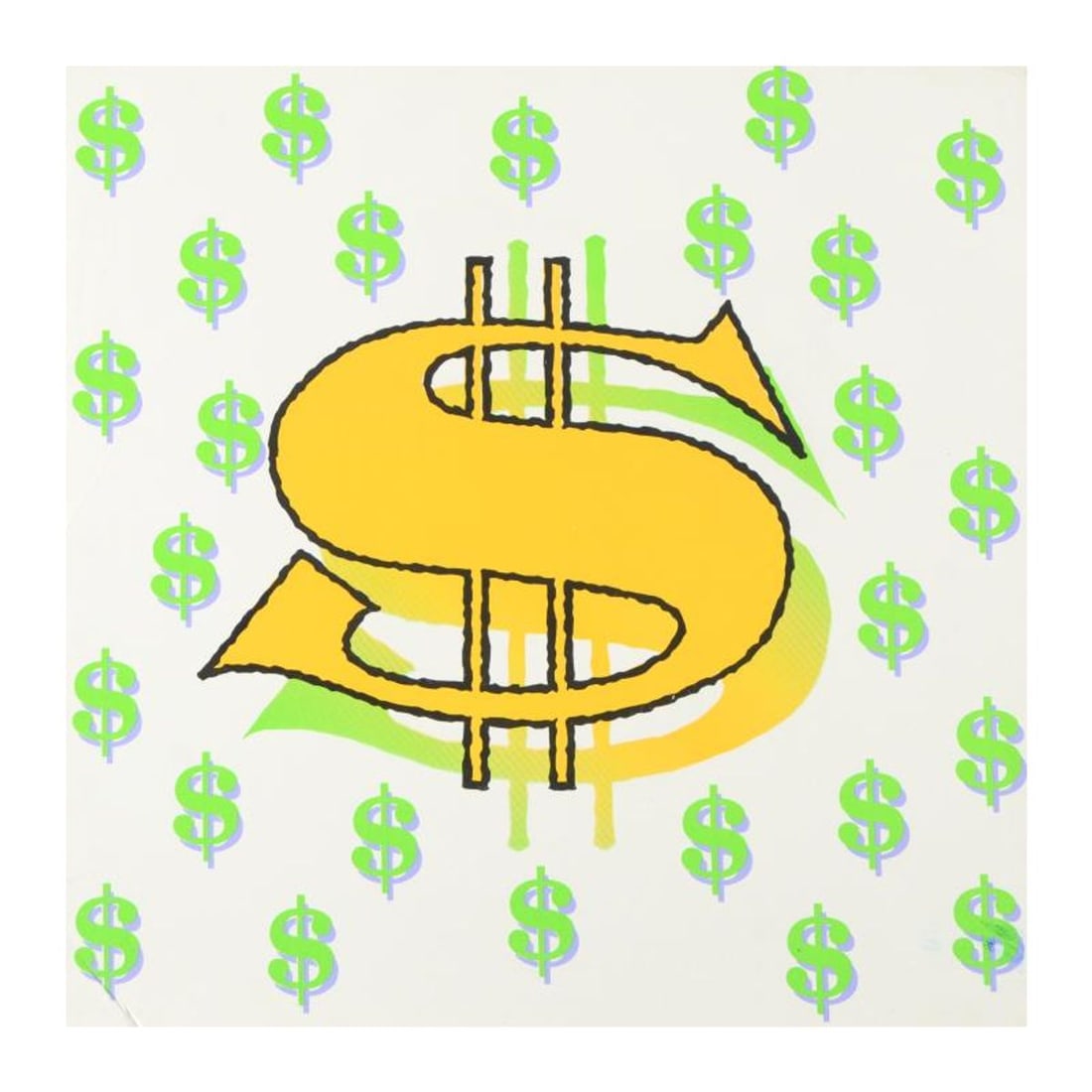 Steve Kaufman (1960-2010), "Dollar Sign (White)" Limited Edition Hand Pulled Silkscreen on Canvas,: Dollar Sign is a limited edition hand pulled silkscreen on canvas by Andy Warhol protege Steve Kaufman (1960-2010). This piece is numbered 45/50 and hand signed inverso. Includes Certificate of authen