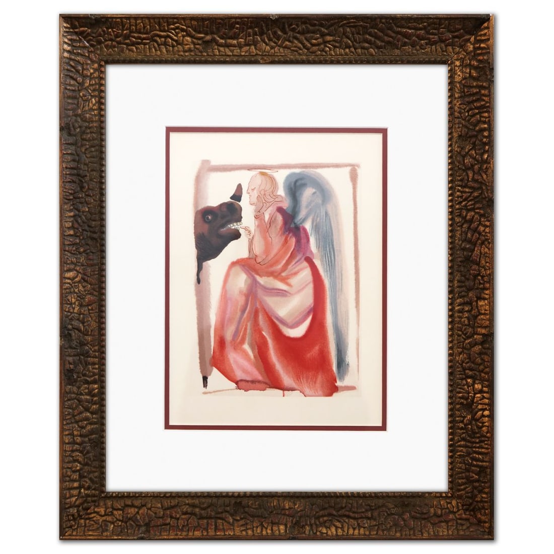 Salvador Dali- Original Color Woodcut on B.F.K. Rives Paper "Paradise 6": Artist: Salvador Dali. Medium: Original Color Woodcut on B.F.K. Rives Paper. Title: Paradise 6. Size: 13" x 10". Measures approx. 22" x 18" (framed). Certificate of Authenticity: Is included. Addition
