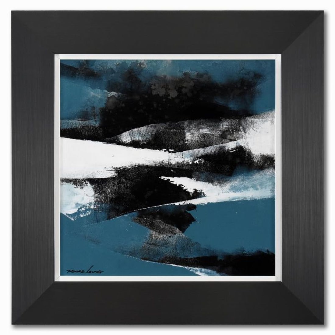 Thomas Leung, "Abstract Wave 17" Framed Original Acrylic Painting on Canvas Board, Hand Signed with: Abstract Wave 17 is an original acrylic painting on canvas board by Thomas Leung, hand signed by the artist. This piece comes custom framed. Includes Letter of Authenticity. Measures approx. 22.5" x