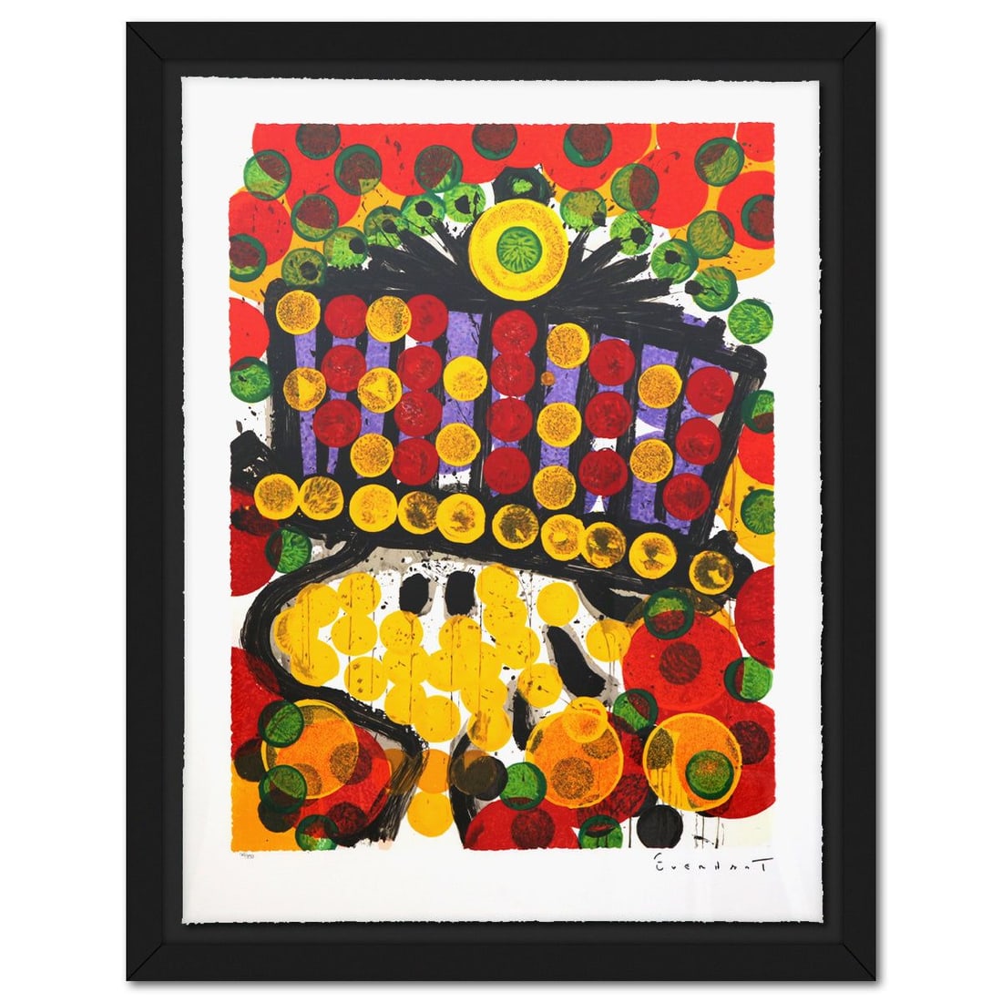 Tom Everhart- Hand Pulled Original Lithograph "Bird Of Paradise": Artist: Tom Everhart. Medium: Hand Pulled Original Lithograph. Title: Bird Of Paradise. Size: 35" x 26". Measures approx. 40" x 31" (framed). Signature: Hand signed and numbered. Certificate of Authen