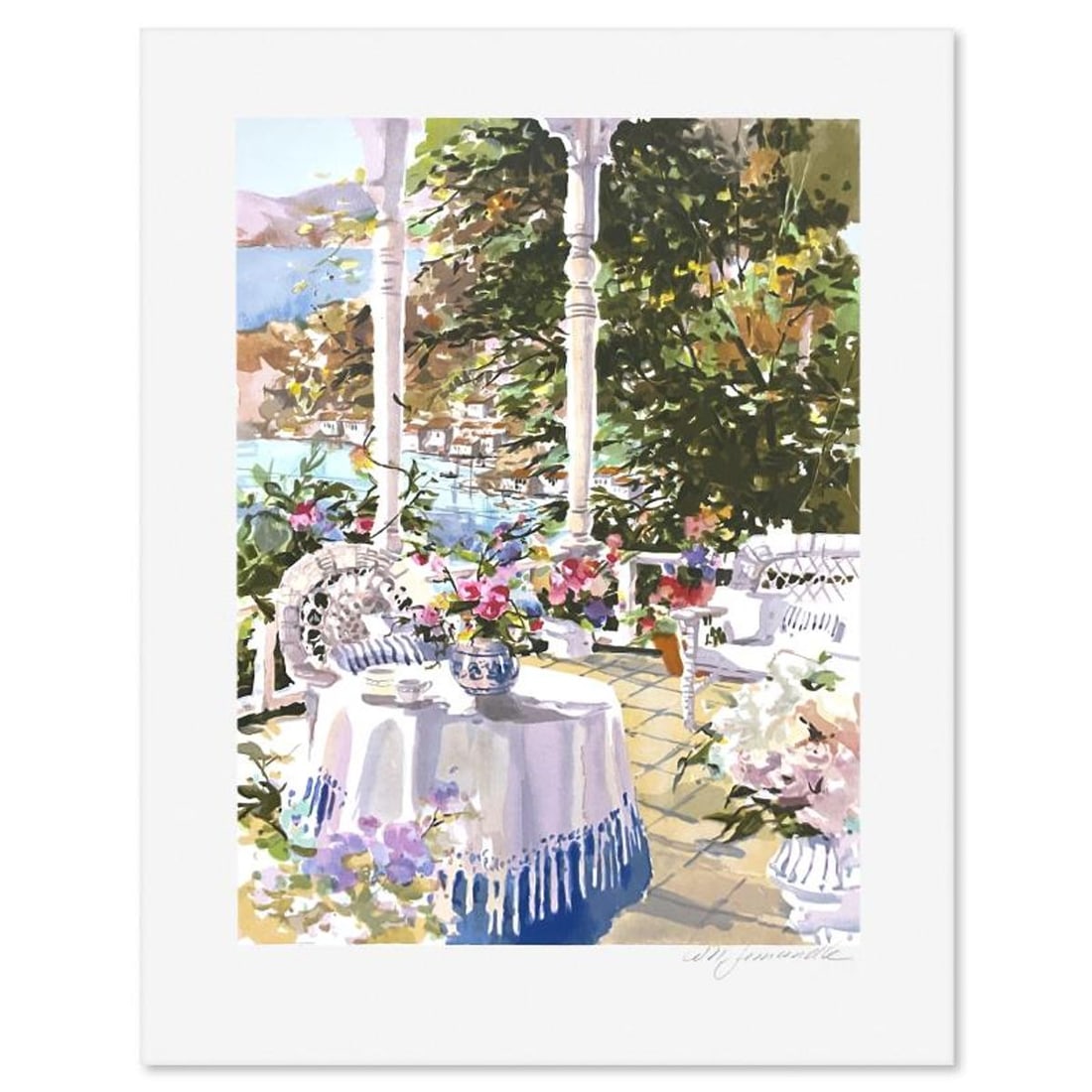 Marilyn Simandle, "Veranda View" Limited Edition Printers Proof, Numbered and Hand Signed with: Veranda View is a limited edition printers proof on paper by Marilyn Simandle, numbered and hand signed by the artist. Includes Letter of Authenticity. Measures approx. 20" x 16.5" (border), 16" x 12"