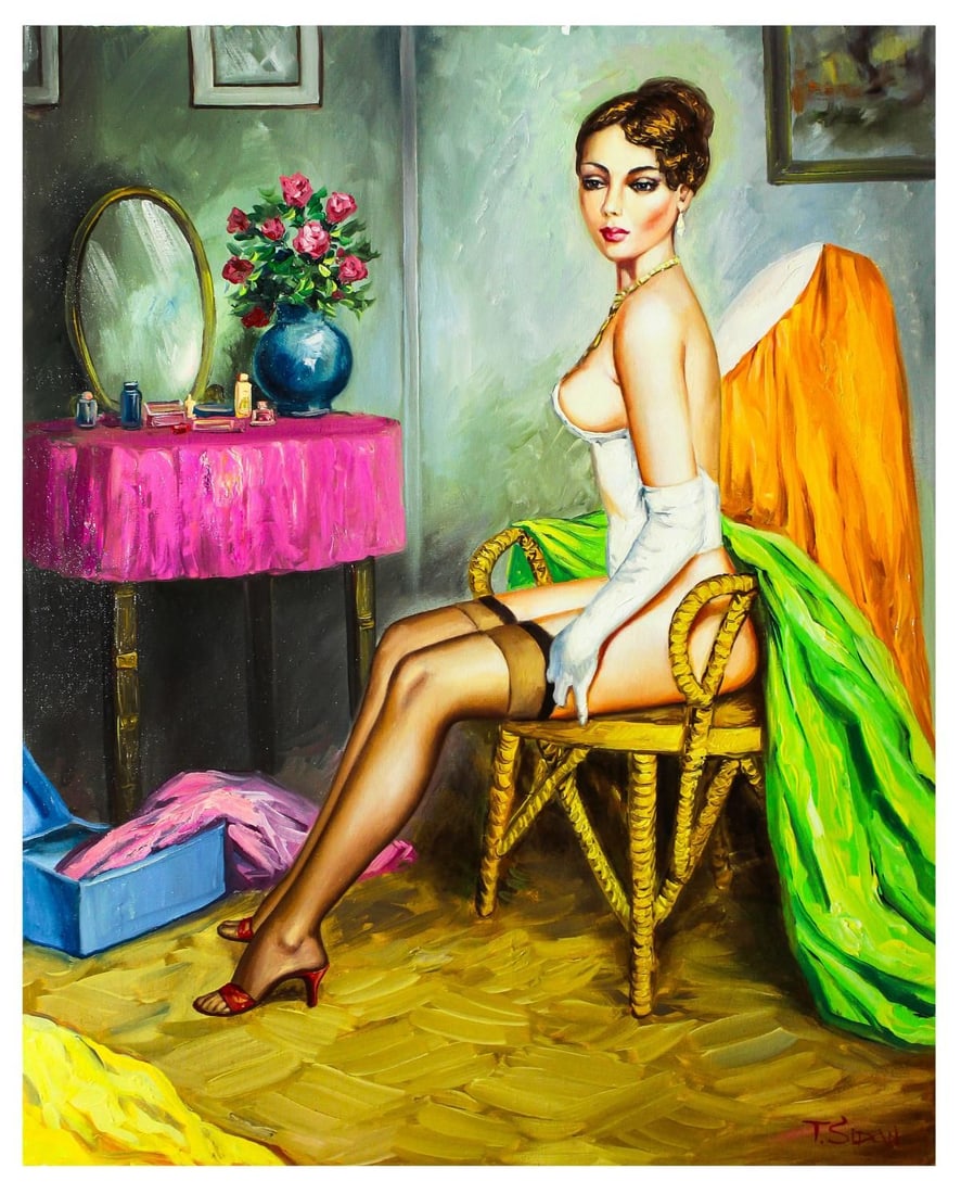 Taras Sidan- Original Oil on Canvas "Edda": Artist: Taras Sidan. Medium: Original Oil on Canvas. Title: Edda. Size: 30" x 24". Signature: Hand Signed by the artist. Certificate of Authenticity: From the publisher. Reference#: 15463.