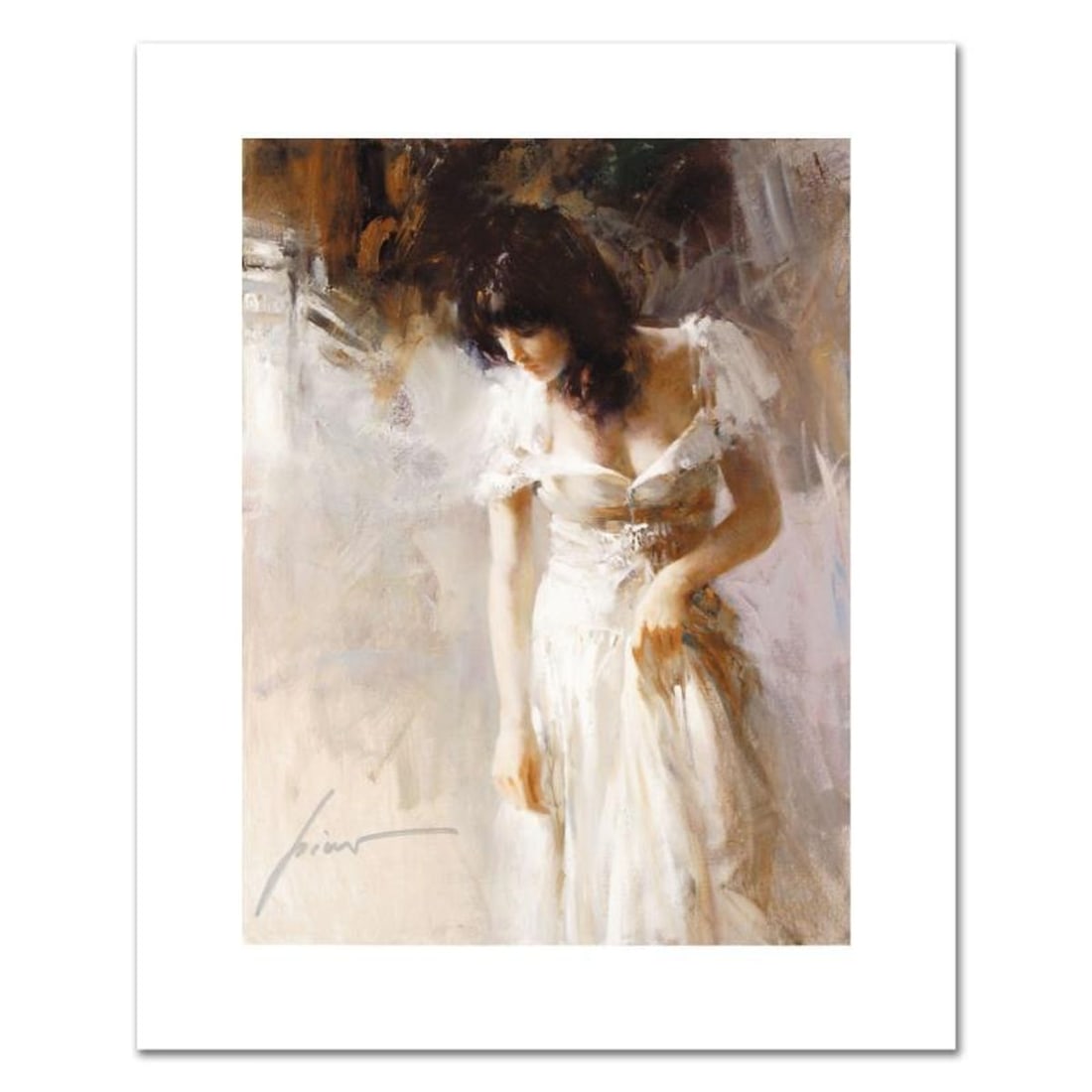 Pino (1939-2010), "White Rhapsody" Hand Signed Limited Edition on Canvas with Certificate of: White Rhapsody is a limited edition giclee on canvas by Pino (1939-2010), numbered and hand signed by the artist. Includes Certificate of Authenticity. Measures approximately 16" x 12". Reference#: 92