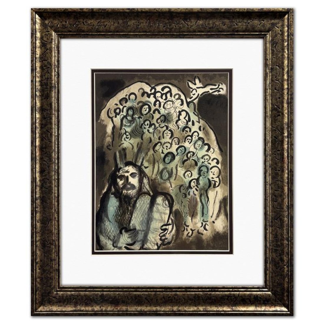 Marc Chagall (1887-1985), "Moses and His People" Framed Lithograph with Letter of Authenticity. (1 of 2)