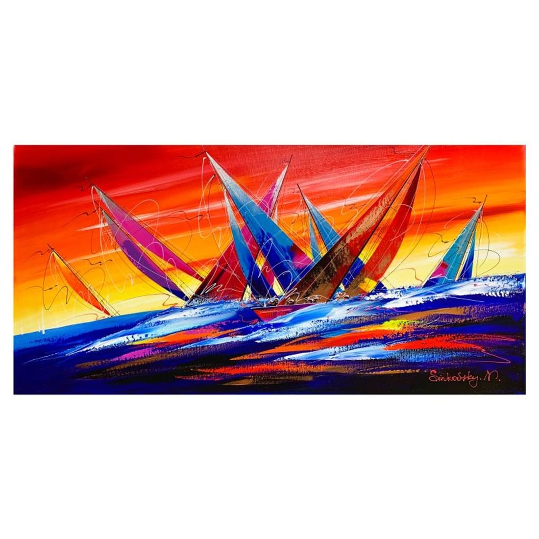 Natalia Sinkovsky, Hand Signed Original Acrylic Painting on Canvas with Letter Authenticity.: This is an original acrylic painting on canvas by Natalia Sinkovsky, hand signed by the artist. Includes Letter of Authenticity. Measures approximately 20" x 40" (image).