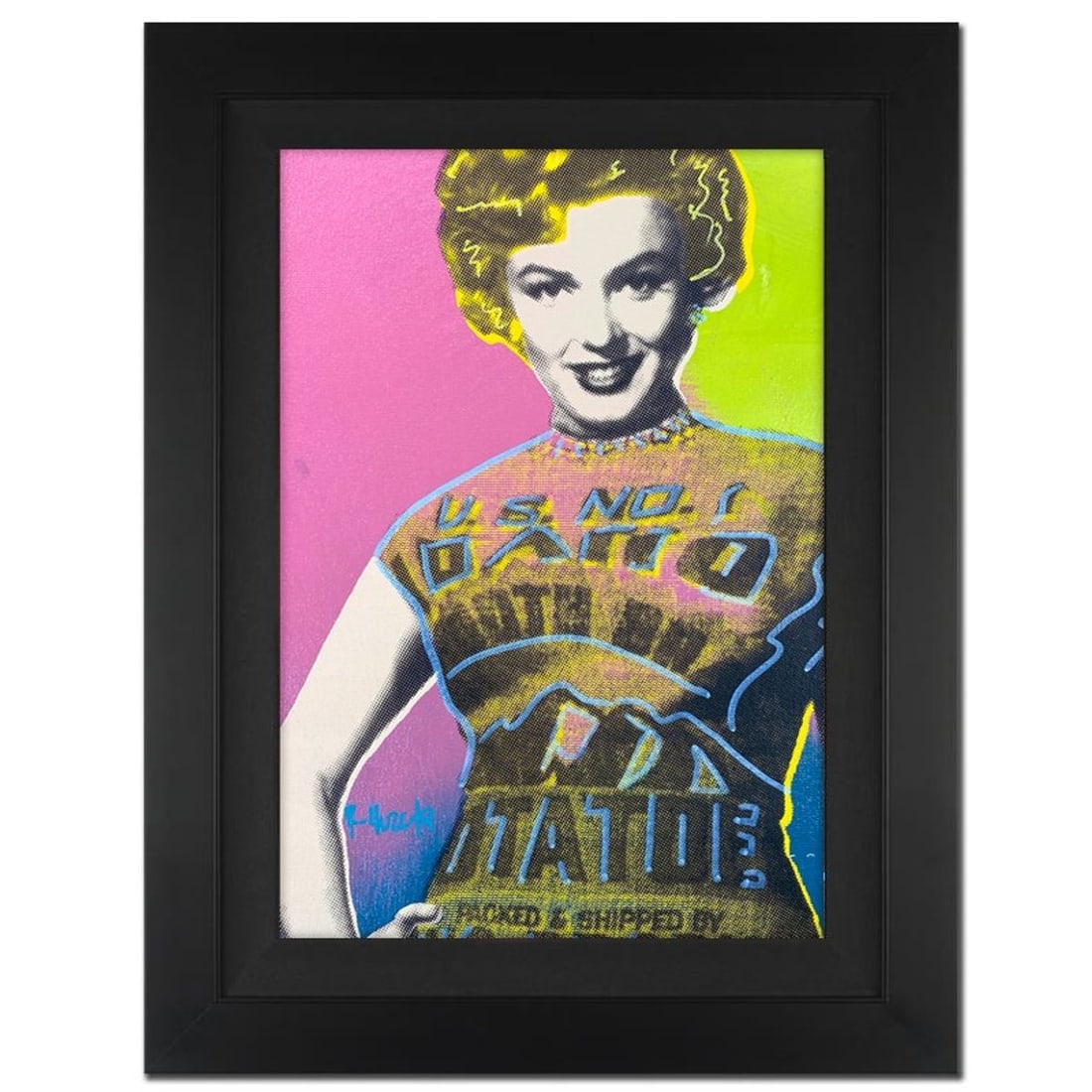Ringo Daniel Funes, "Marilyn in a Potato Sack" Framed One-of-a-Kind Mixed Media on Canvas, Hand (1 of 3)