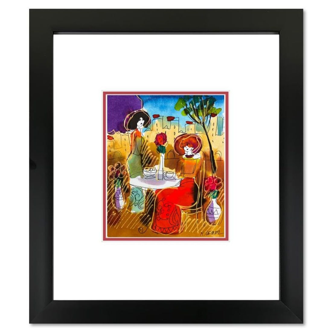 Moshe Leider, Framed Original Mixed Media Watercolor Painting, Hand Signed with Letter of (1 of 2)