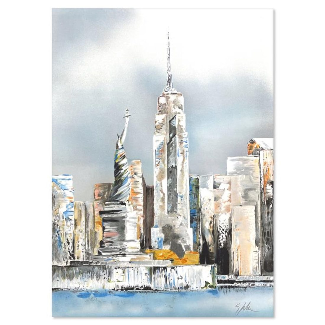 Victor Spahn, "Manhattan" hand signed limited edition lithograph with Certificate of Authenticity.: Manhattan is a limited edition lithograph on paper by Victor Spahn. Printed at Art-Lithographies workshop in Paris, the piece is hand signed by the artist and comes with a certificate of authenticity.