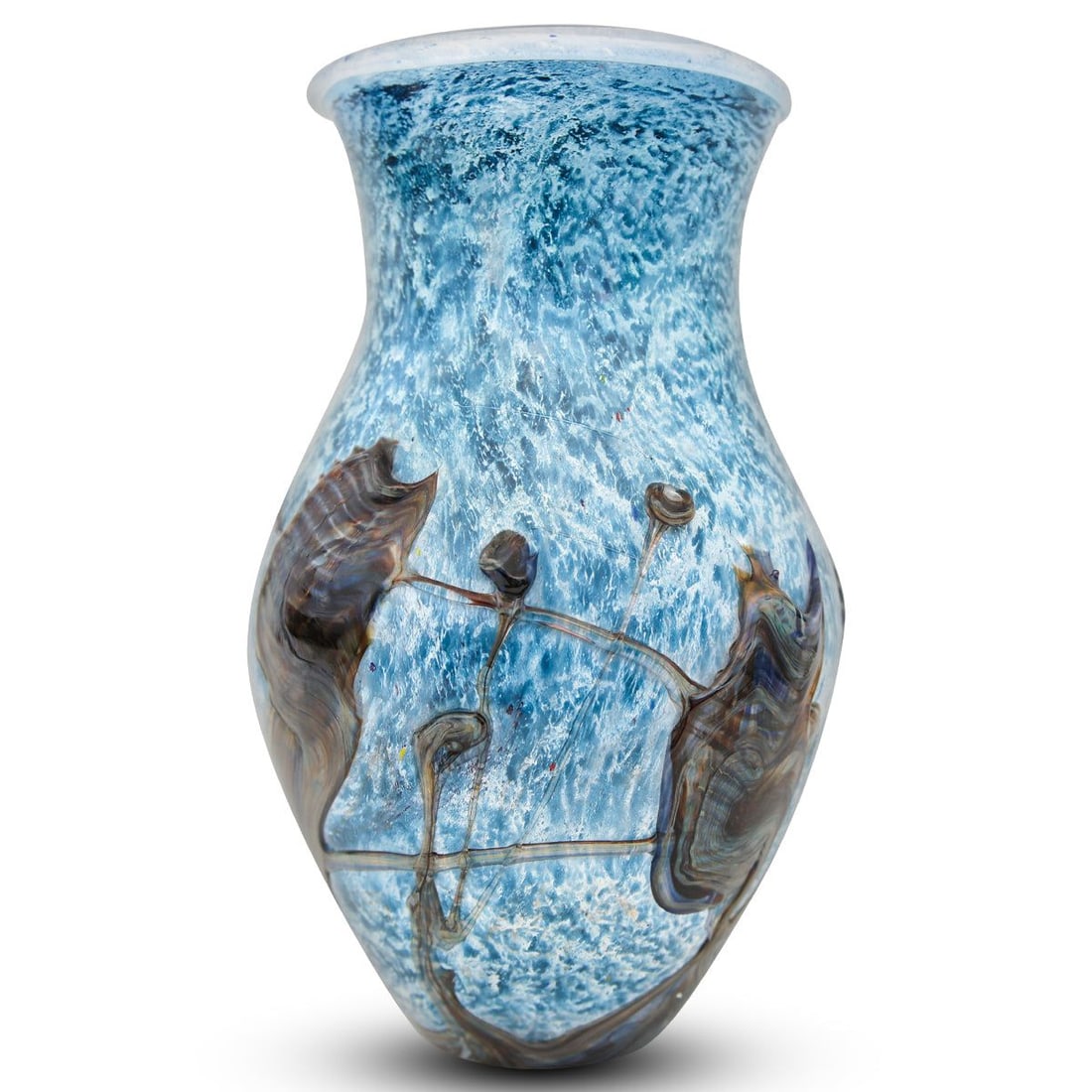Jean-Claude Novaro- Handmade Glass "Sky Blue Vase": Artist: Jean-Claude Novaro. Medium: Handmade Glass. Title: Sky Blue Vase. Size: 14" x 8". Signature: Signed and Dated. Reference#: 74464.