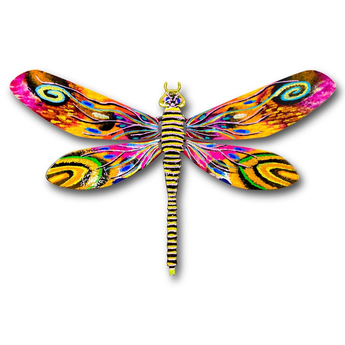 Patricia Govezensky- Original Painting on Cutout Steel "Dragonfly": Artist: Patricia Govezensky. Medium: Original Painting on Cutout Steel. Title: Dragonfly. Size: 7.5" x 12". Signature: Hand Signed by the Artist. Certificate of Authenticity: From the publisher. Refer