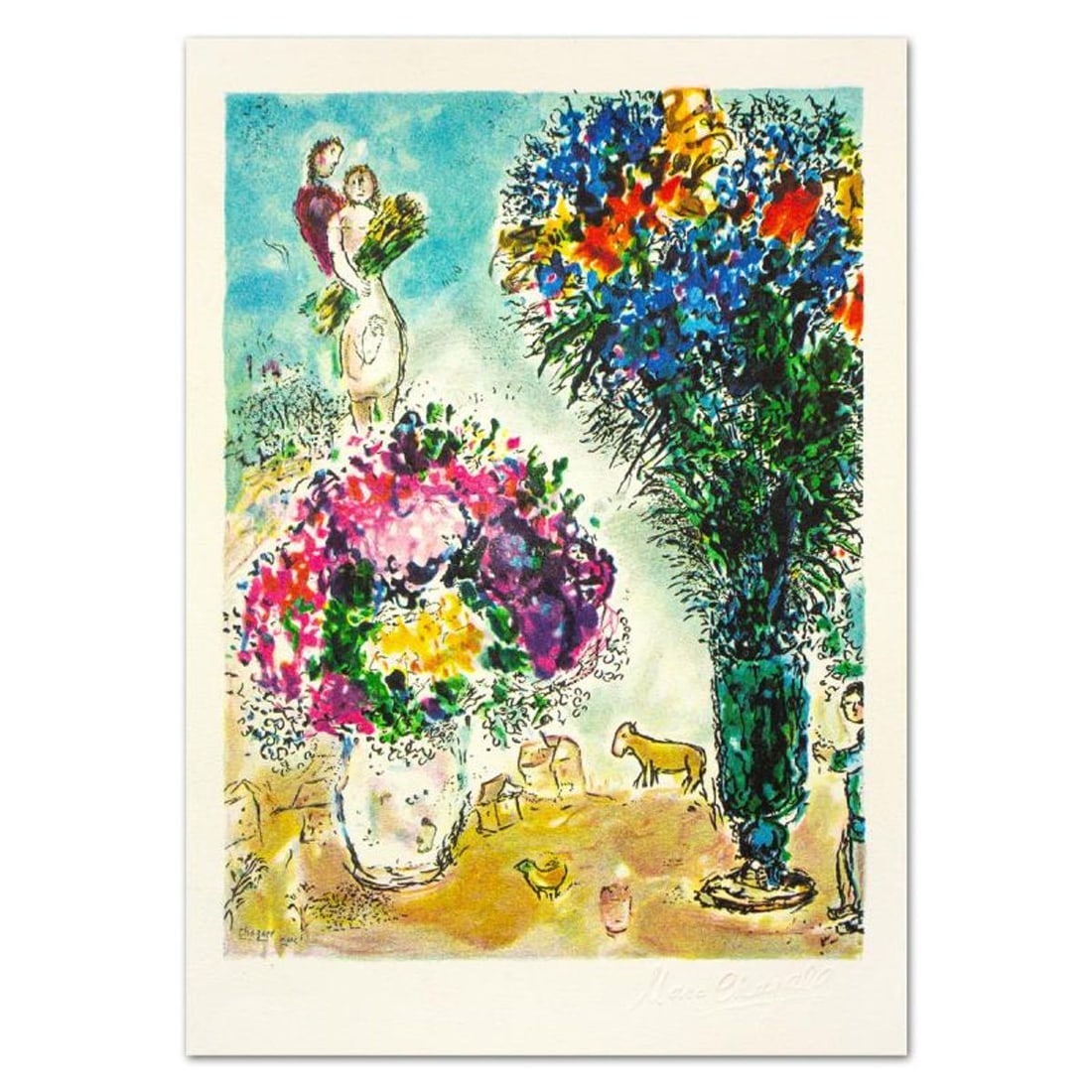 Chagall (1887-1985)- Lithograph "La Gerbe De Ble": Artist: Chagall (1887-1985). Medium: Lithograph. Title: La Gerbe De Ble. Size: 15" x 11".