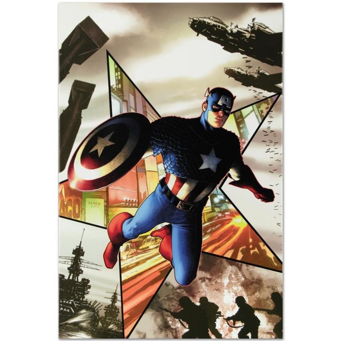 Marvel Comics "Captain America #1" Numbered Limited Edition Giclee on Canvas by Steve McNiven with: A piece of comic book history, this limited edition, from original art by Steve McNiven, depicts Captain America in action. Known for being the penciller of the Marvel mini-series "Civil War" Steve Mc