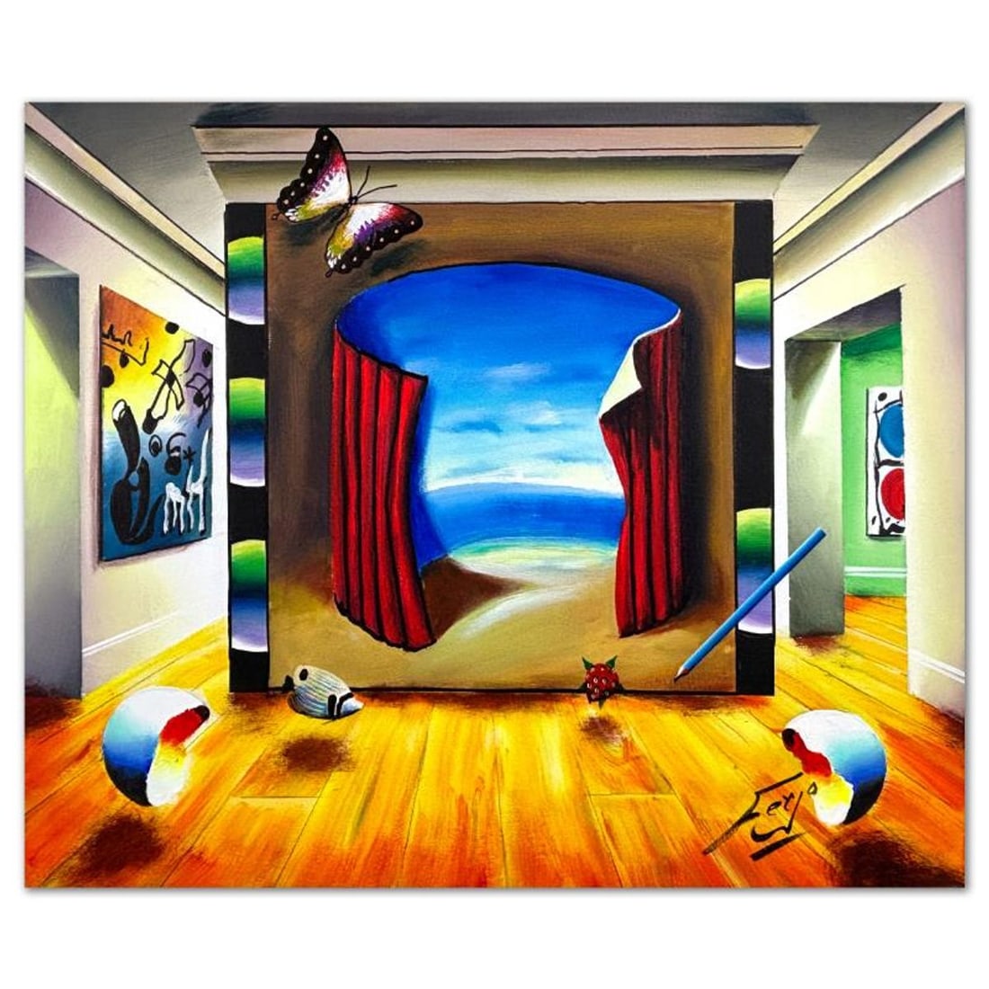 Ferjo, Original Acrylic Painting on Canvas, Hand Signed with Letter of Authenticity.: This is an original acrylic painting on stretched canvas by Ferjo, hand signed by the artist. Includes Letter of Authenticity. Measures approx. 20" x 24" (image).