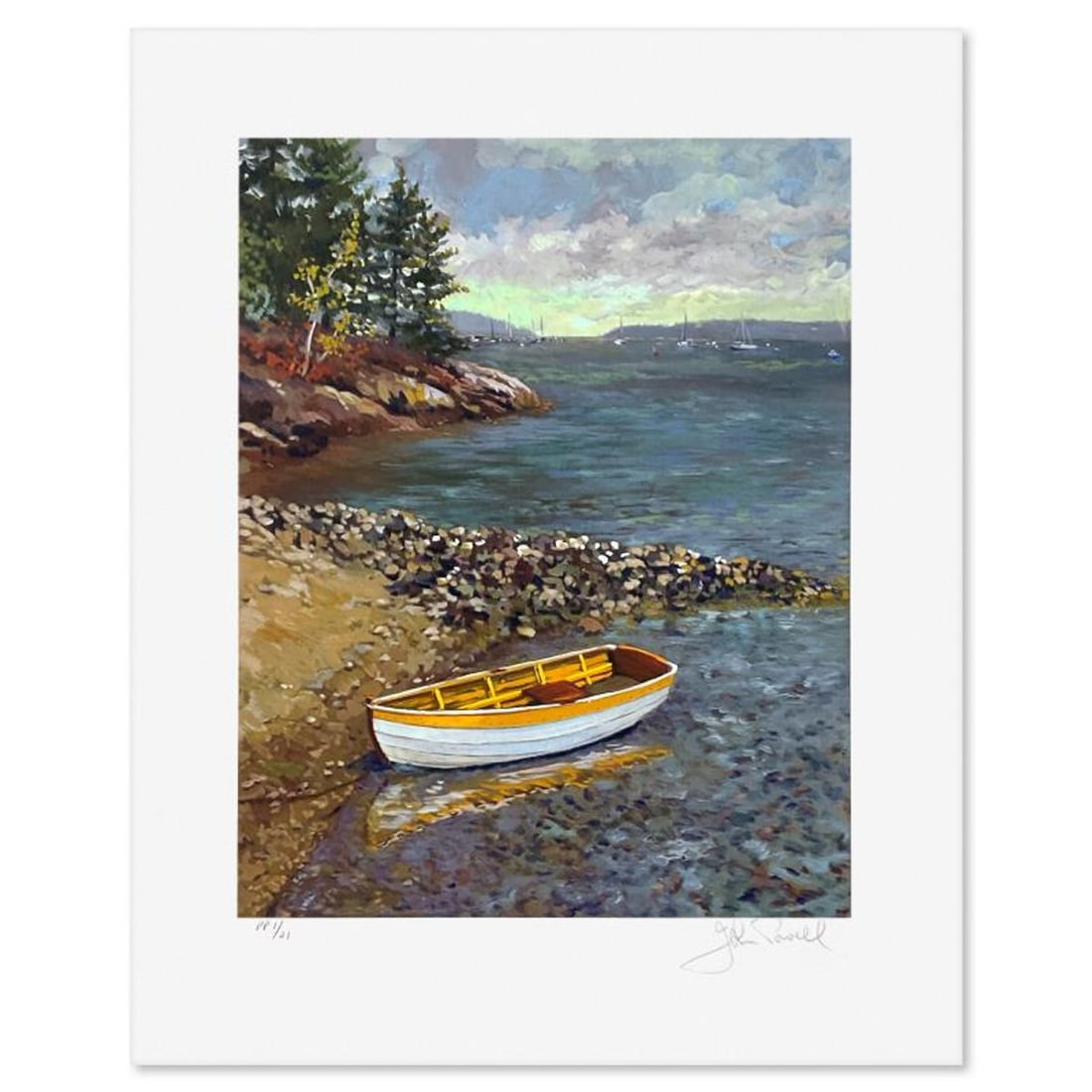 John Powell, "Coastal Shoal" Limited Edition Printer's Proof Serigraph, Numbered 1/21 and Hand: Coastal Shoal is a limited edition printer's proof serigraph on paper by John Powell, numbered 1/21 and hand signed by the artist. Includes Letter of Authenticity. Measures approx. 19" x 15" (border),