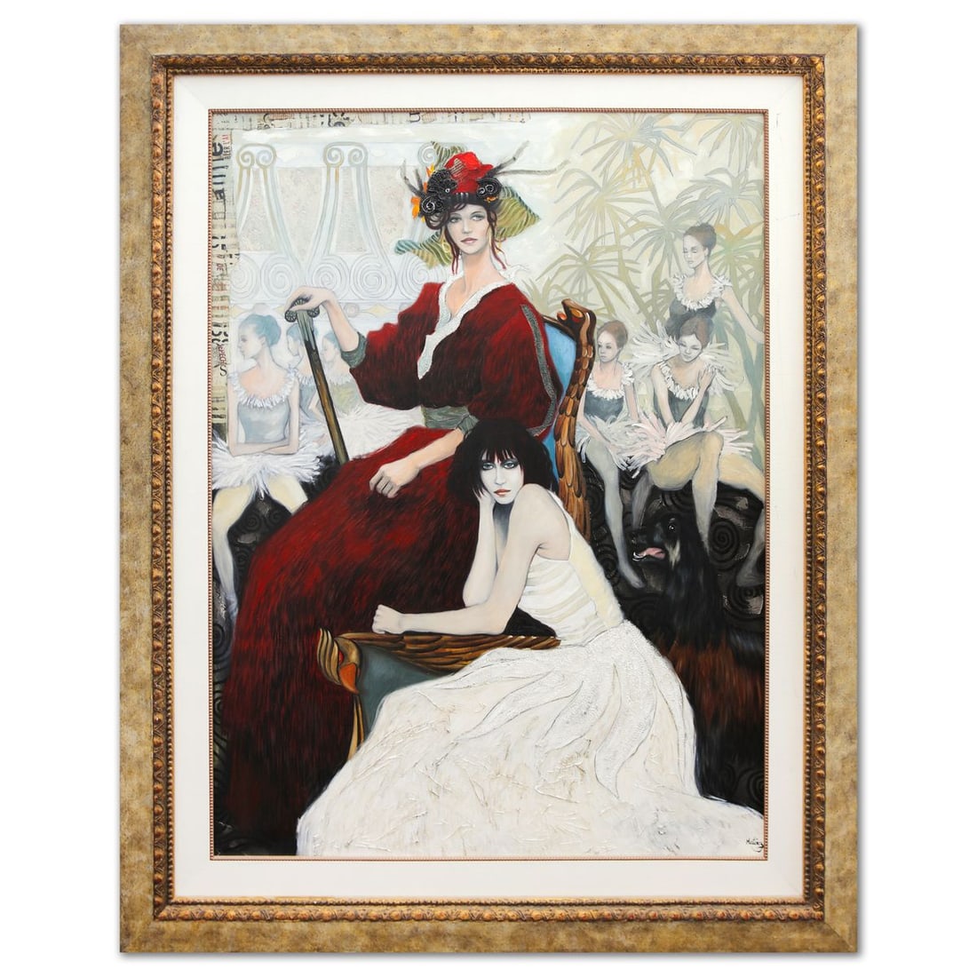 Loppo Martinez- Mixed Media on Canvas "Les Maitres de Ballet": Artist: Loppo Martinez. Medium: Mixed Media on Canvas. Title: Les Maitres de Ballet. Size: 50" x 37". Measures approx. 63" x 50" (framed). Signature: Hand Signed. Certificate of Authenticity: Is inclu