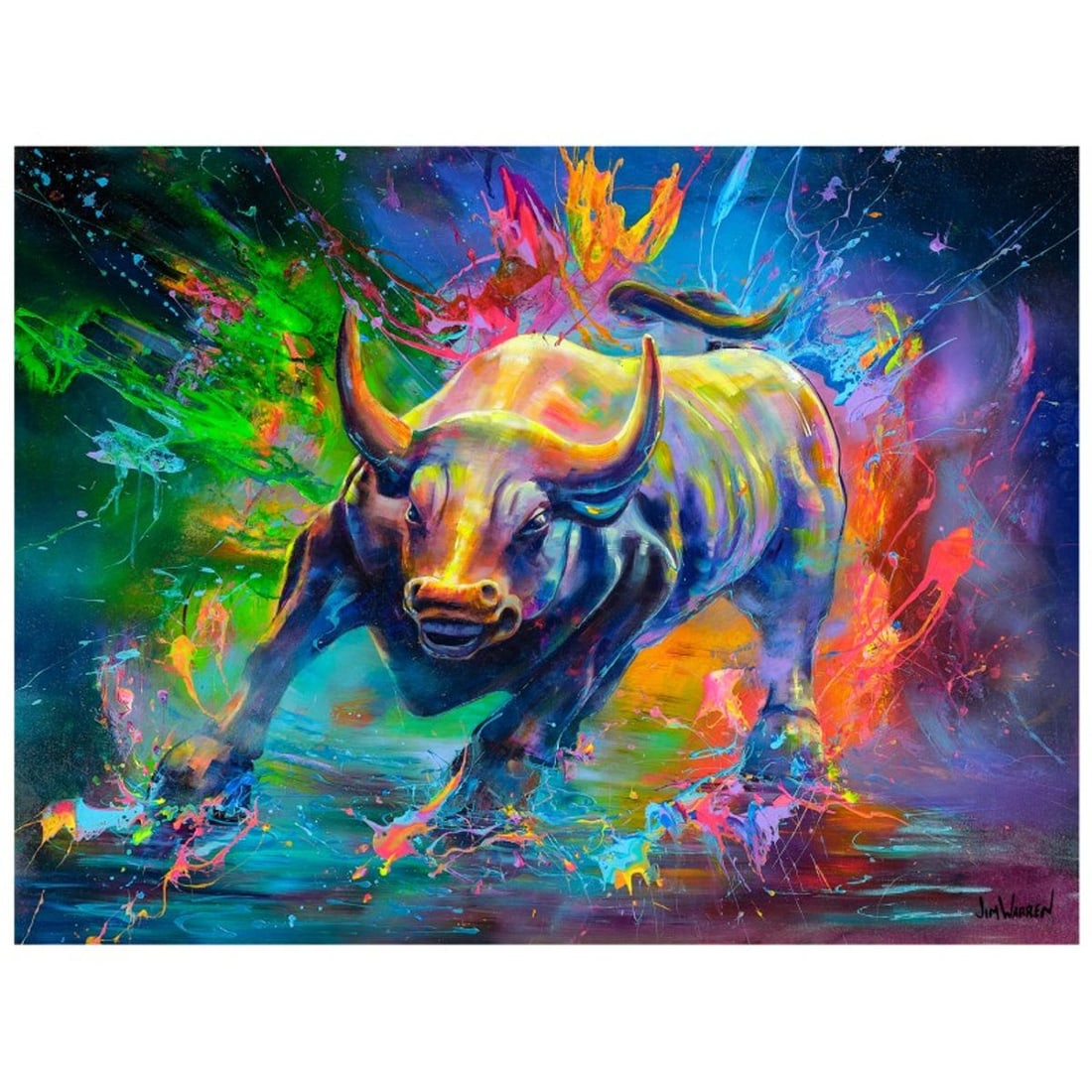 Jim Warren, "Don't Mess with the Bull" Hand Signed, Artist Embellished AP Limited Edition Giclee on (1 of 1)