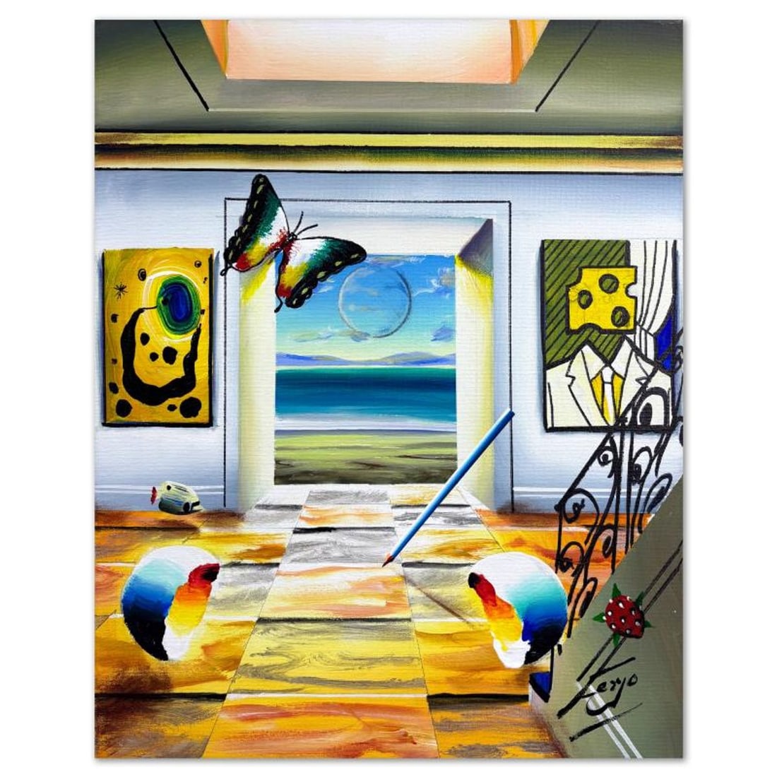 Ferjo, Hand Signed Original Painting on Canvas with Letter of Authenticity.: This is an original acrylic painting on stretched canvas by Ferjo, hand signed by the artist. Includes Letter of Authenticity. Measures approx. 20" x 16" (image).