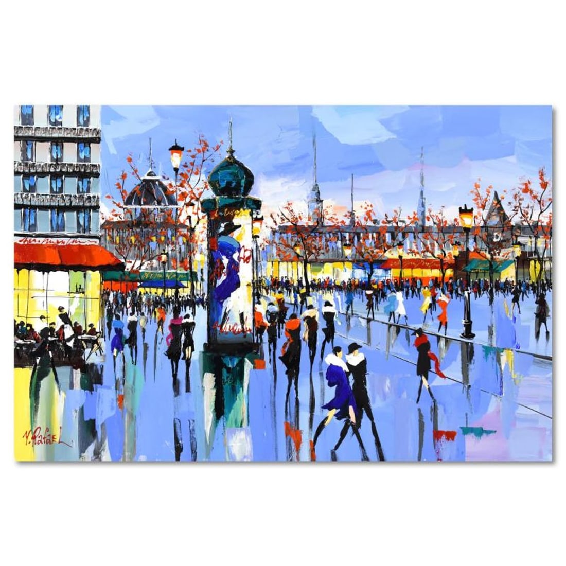 Yana Rafael, "Strolling Trough Paris" Original Acrylic Painting on Canvas (36" x 24"), Hand Signed: Strolling Trough Paris is an original acrylic painting on stretched canvas by Yana Rafael, hand signed by the artist. Includes Letter of Authenticity. Measures approx. 36" x 24" (image).
