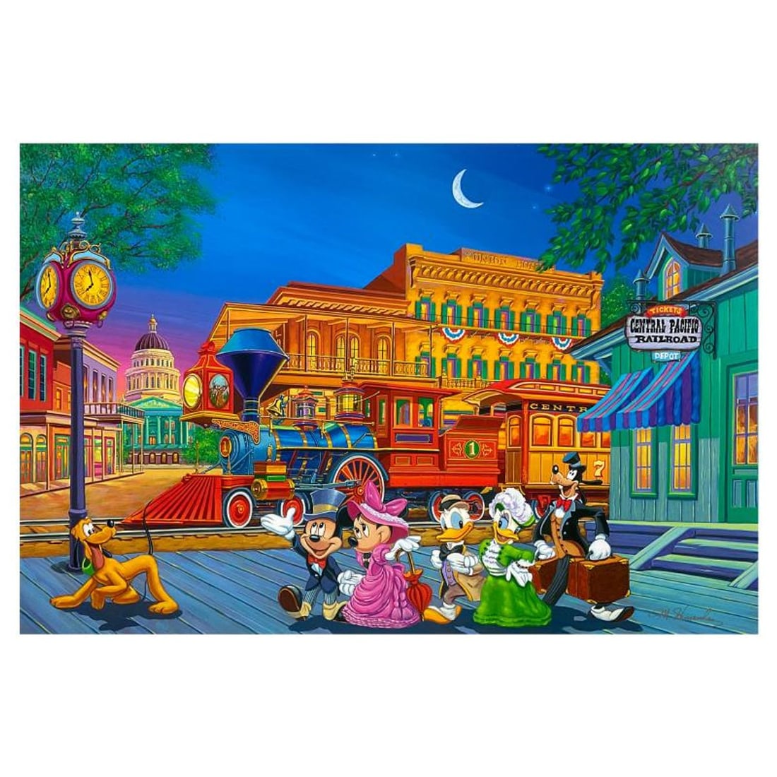 Manuel Hernandez, "Arriving In Style" Limited Edition Mixed Media Lithograph from Disney Fine Art,: Arriving In Style is a limited edition lithograph with serigraph highlights on paper by Manuel Hernandez, numbered and hand signed by the artist. This piece is licensed by Disney Fine Art. Includes Le