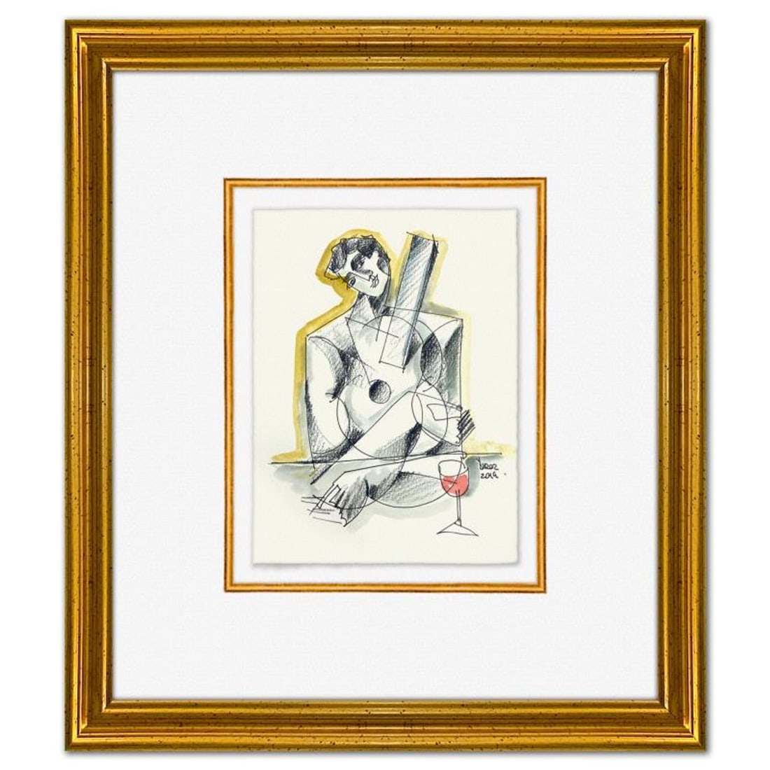 Yuroz, Framed Original Painting, Hand Signed with Letter of Authenticity.: This is an original painting on paper by Yuroz, hand signed by the artist. This piece comes custom framed on linen. Includes Letter of Authenticity. Measures approx. 16" x 14" (frame), 8" x 6" (image)