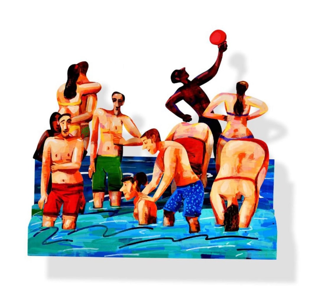 David Gerstein- Mixed Media Cutout Aluminum "SUN OF THE BEACH 2": Artist: David Gerstein. Medium: Mixed Media Cutout Aluminum. Title: SUN OF THE BEACH 2. Size: 31" x 30". Signature: Signed and numbered. Certificate of Authenticity: Is included. Additional: Edition