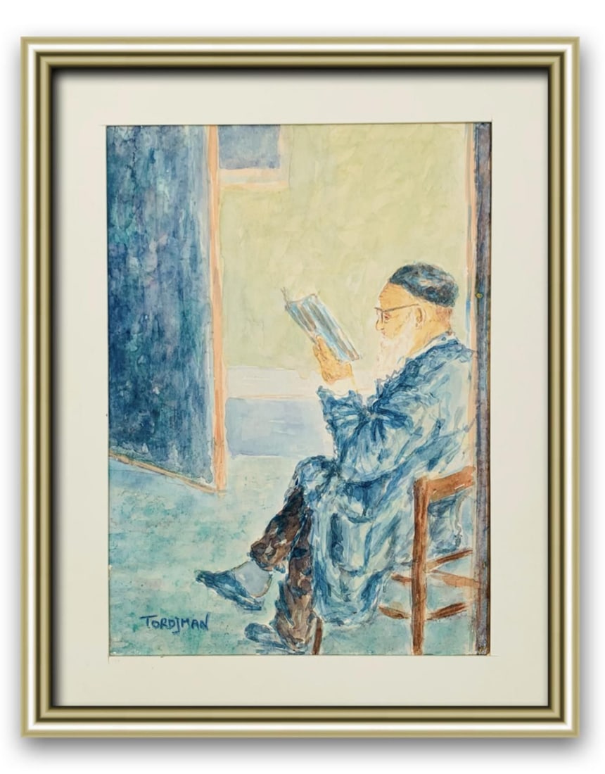 Itzhak Tordjman- Original one of a kind Gouache on paper "Study": Artist: Itzhak Tordjman. Medium: Original one of a kind Gouache on paper. Title: Study. Size: 12" x 9". Measures approx. 20" x 16" (framed). Signature: Hand signed. Reference#: 28097.