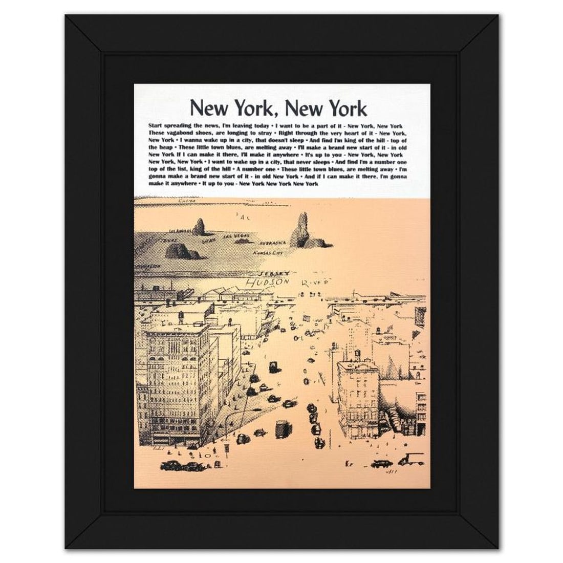 Steve Kaufman (1960-2010), "New York to California" Hand Pulled Limited Edition Silscreen, Numbered: New York to California is a hand pulled limited edition silkscreen on canvas by Andy Warhol protege, Steve Kaufman (1960-2010), numbered PP 8/50 inverso and hand signed by the artist. Includes Letter 