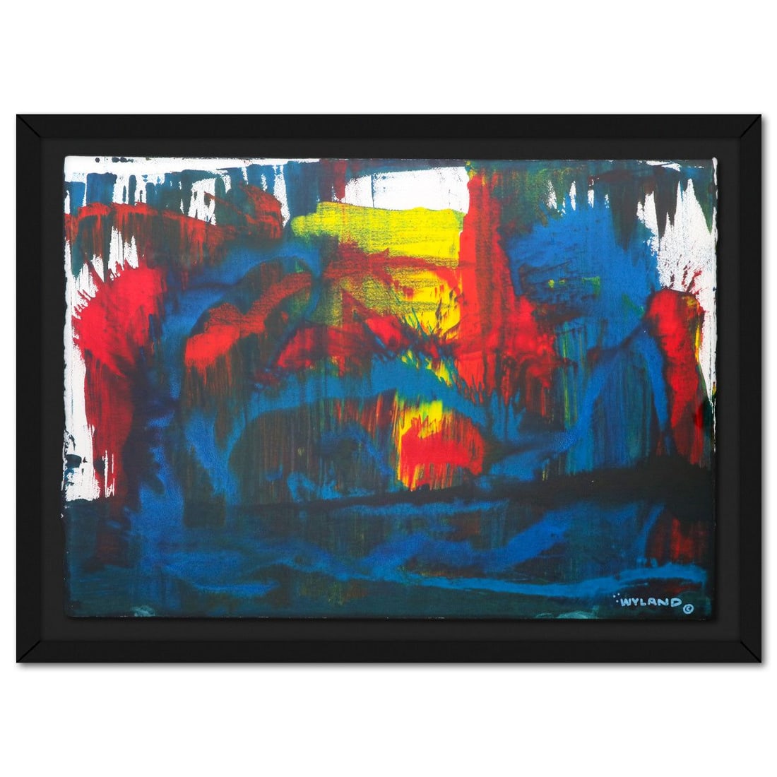 Wyland- Original Watercolor Painting on Deckle Edge Paper "Abstract": Artist: Wyland. Medium: Original Watercolor Painting on Deckle Edge Paper. Title: Abstract. Size: 29" x 42". Measures approx. 35" x 48" (framed). Signature: Hand signed by the artist. Certificate of