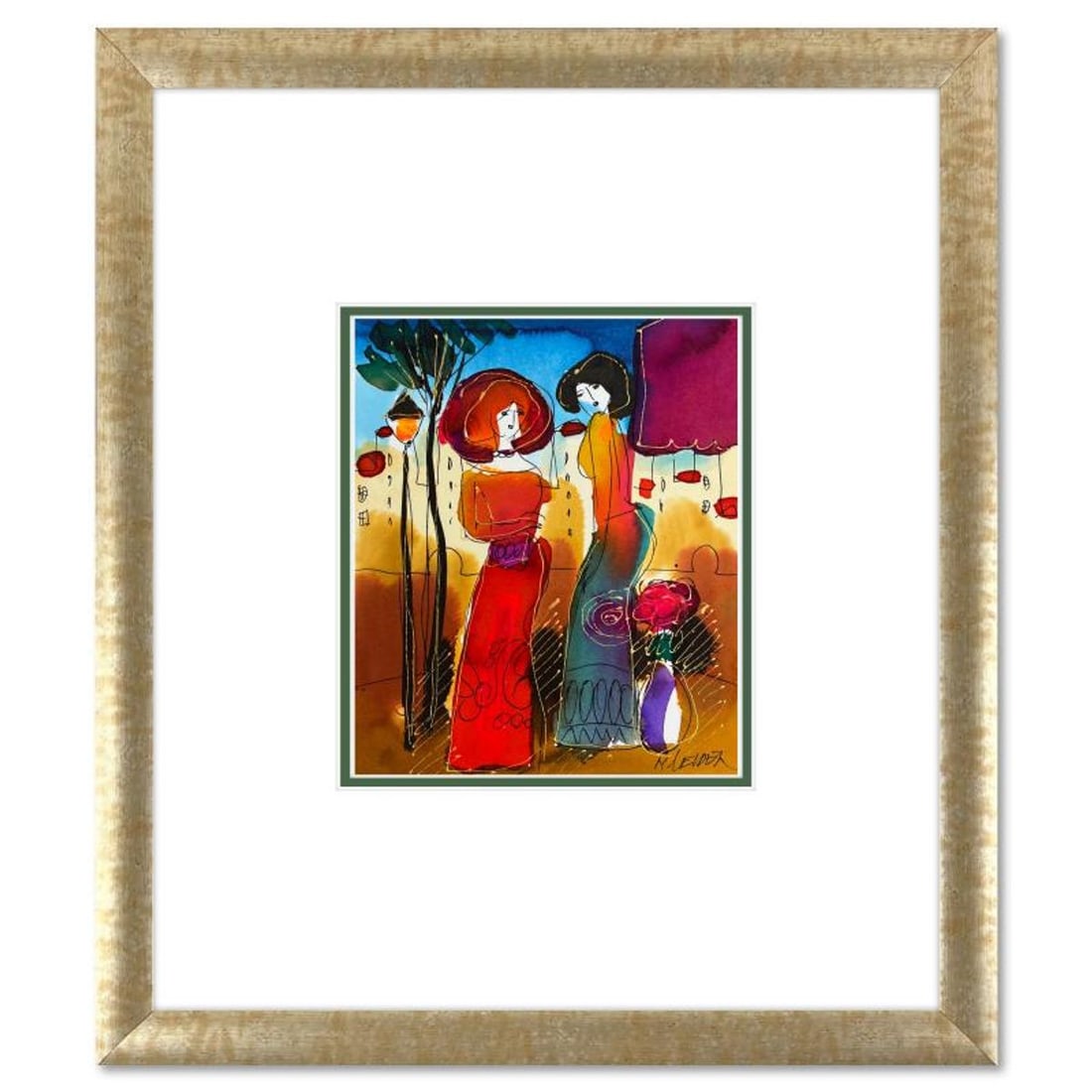 Moshe Leider, Framed Original Mixed Media Watercolor Painting, Hand Signed with Letter of: This is an original mixed media watercolor painting on paper by Moshe Leider. Hand signed by the artist, this piece comes custom framed and includes a Letter of Authenticity. Measures approximately